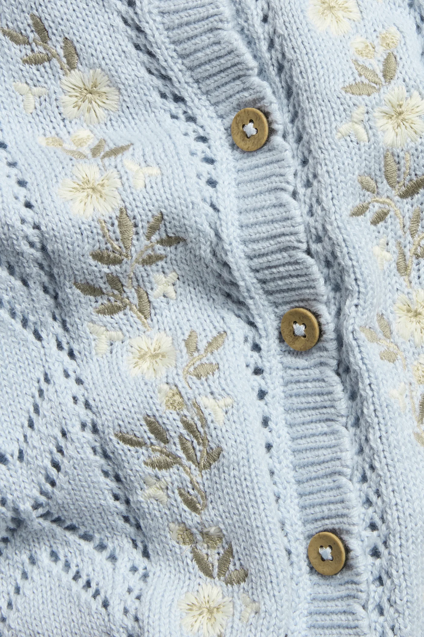 Baby blue knitted cardigan with flowers - Image 2