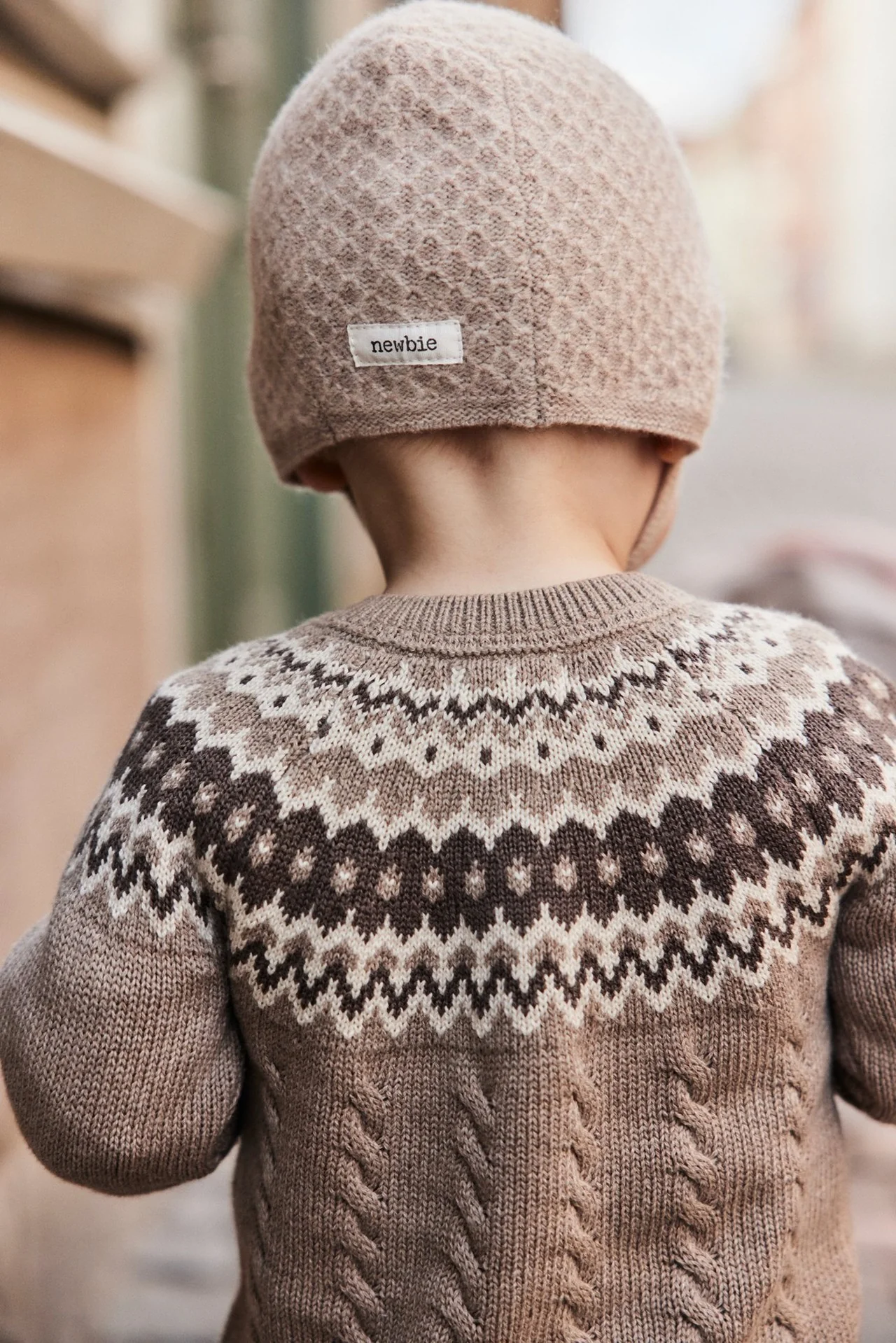 Baby beige wool & cashmere bonnet - Image 2