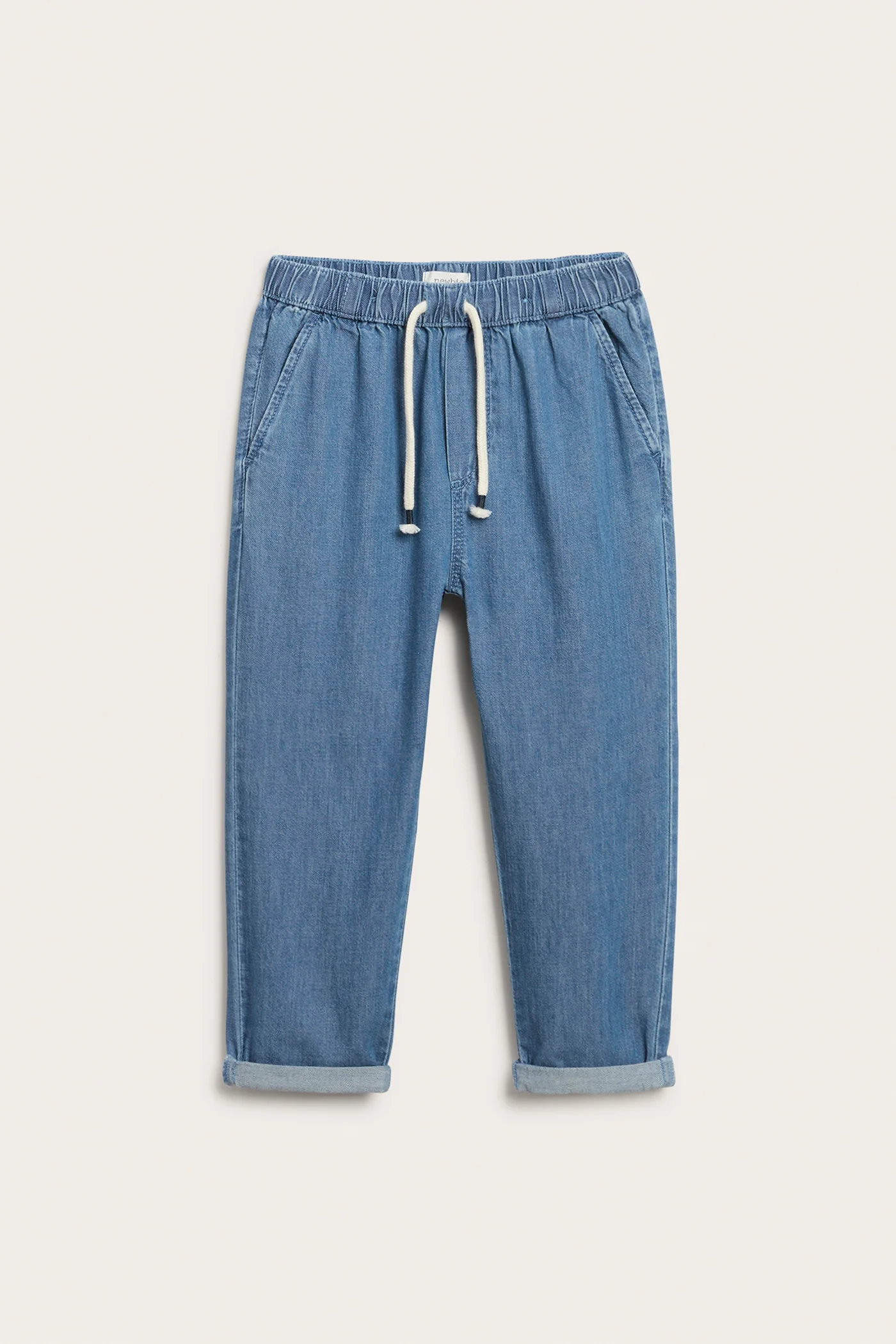 Kids blue denim trousers with drawstring - Image 2