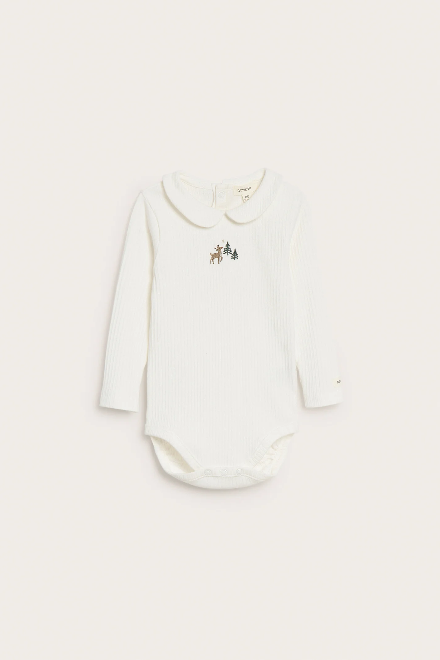 Baby white Christmas bodysuit with collar