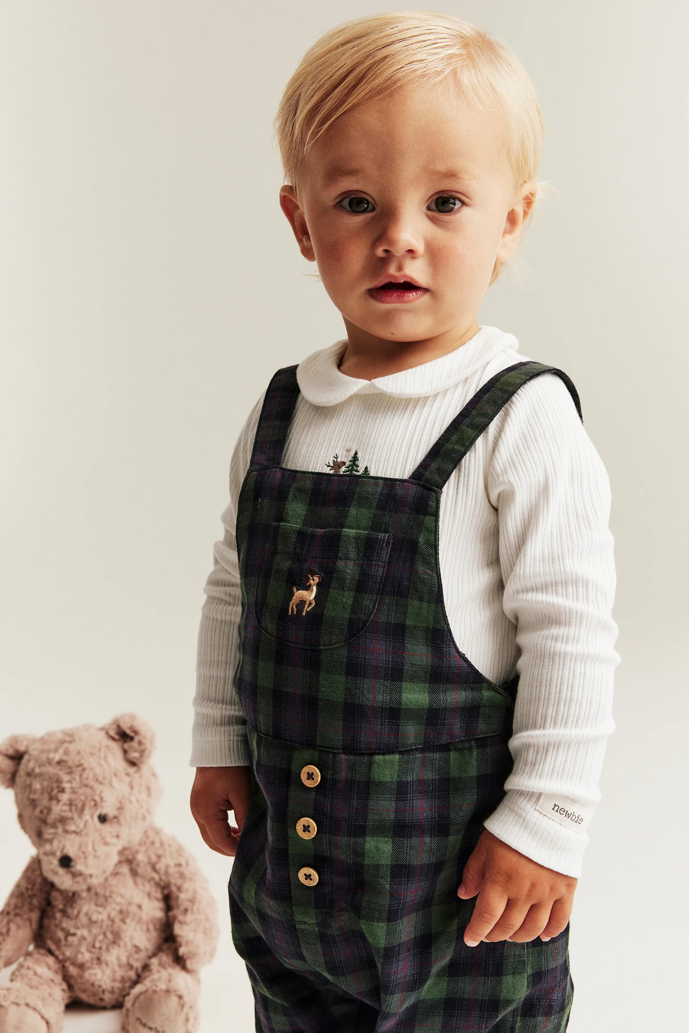 Baby white Christmas bodysuit with collar - Image 2