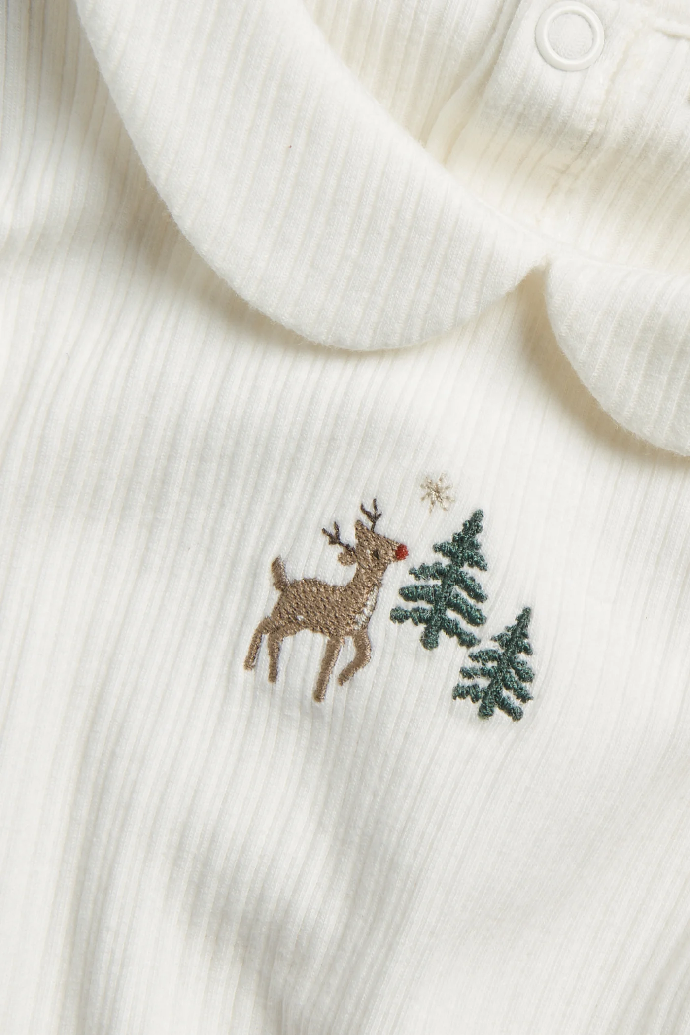 Baby white Christmas bodysuit with collar - Image 3