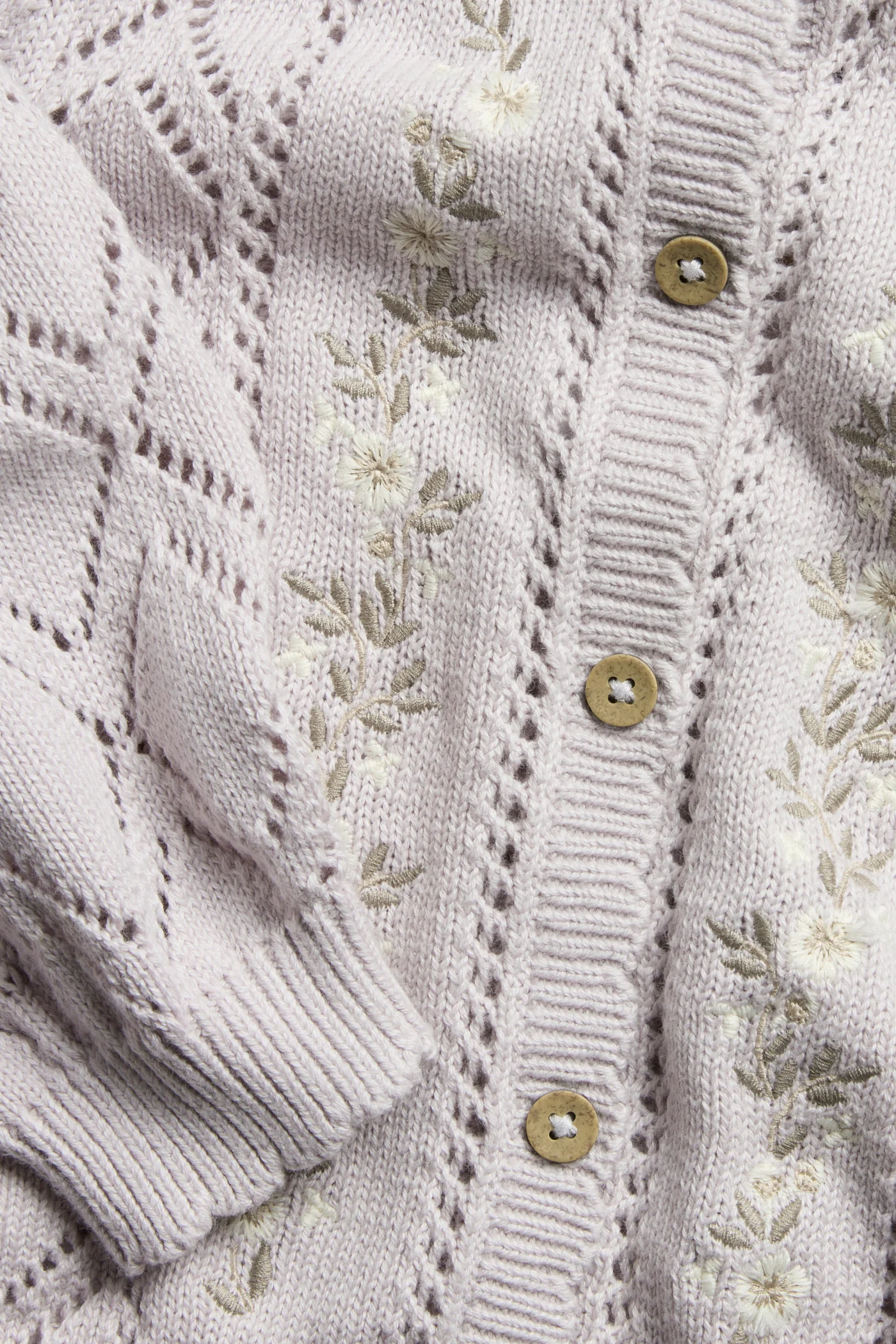 Baby & kids purple knitted cardigan with flowers - Image 2