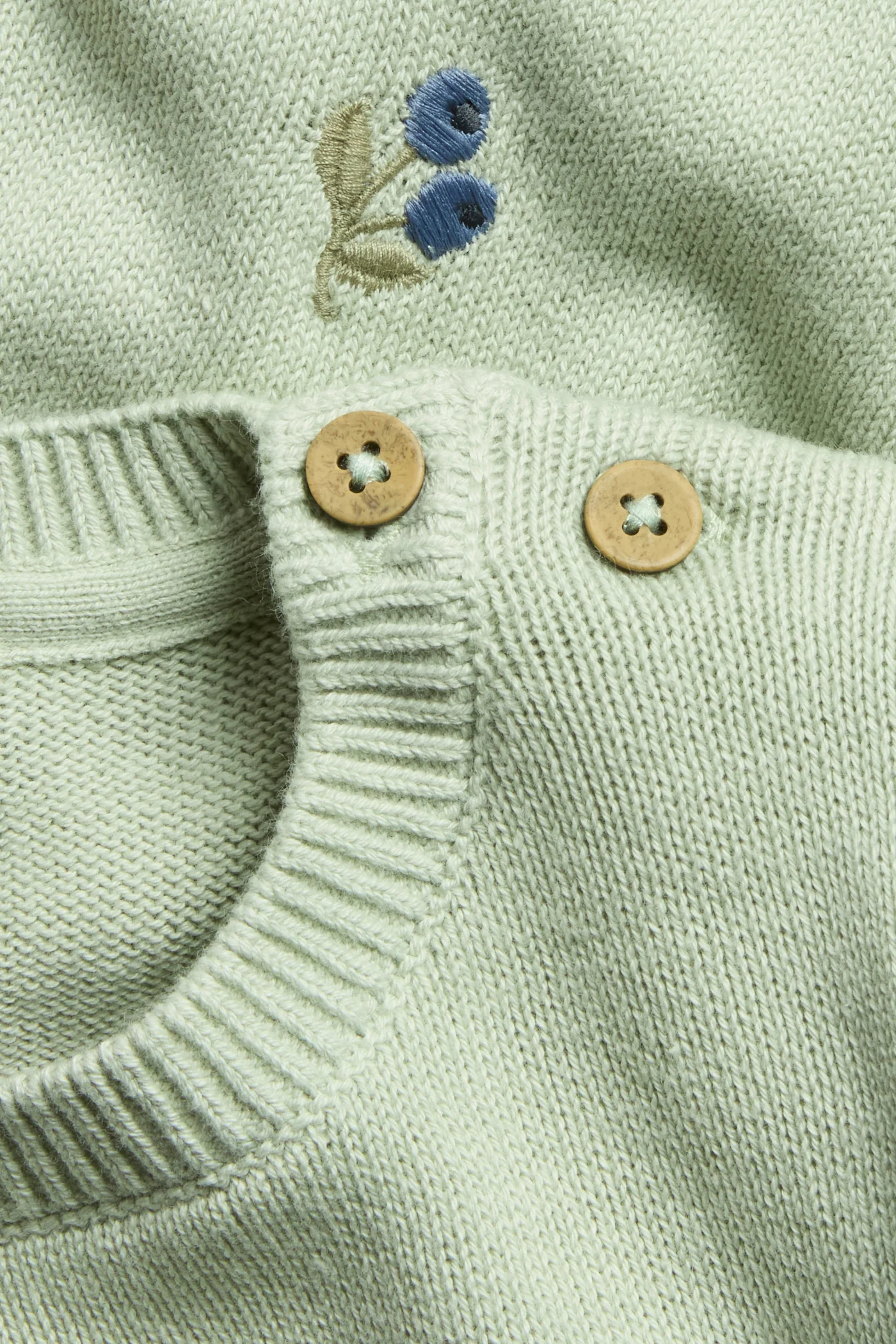 Baby green knitted jumper with blueberries - Image 2
