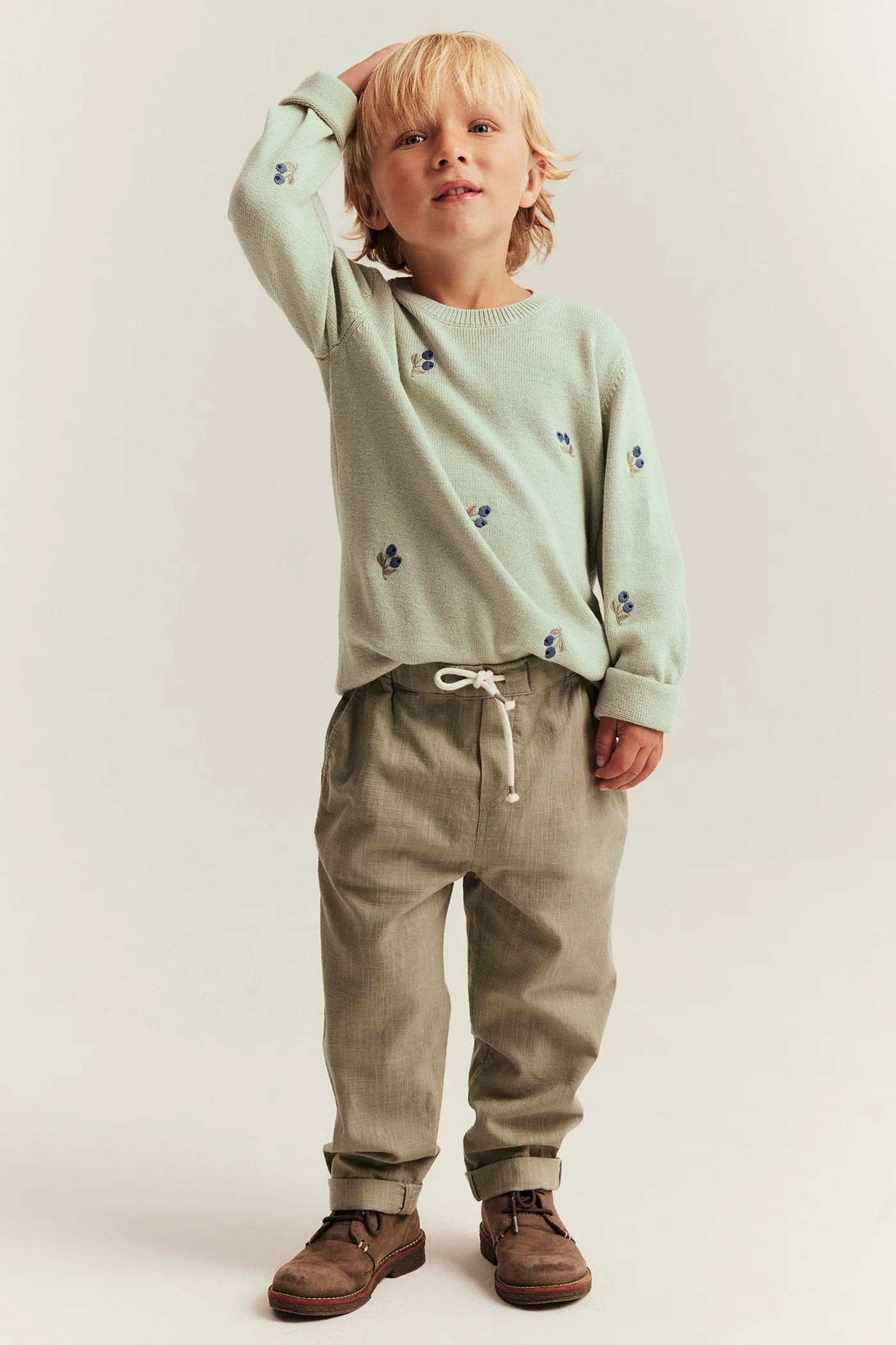 Baby & kids green knitted jumper with blueberries - Image 5