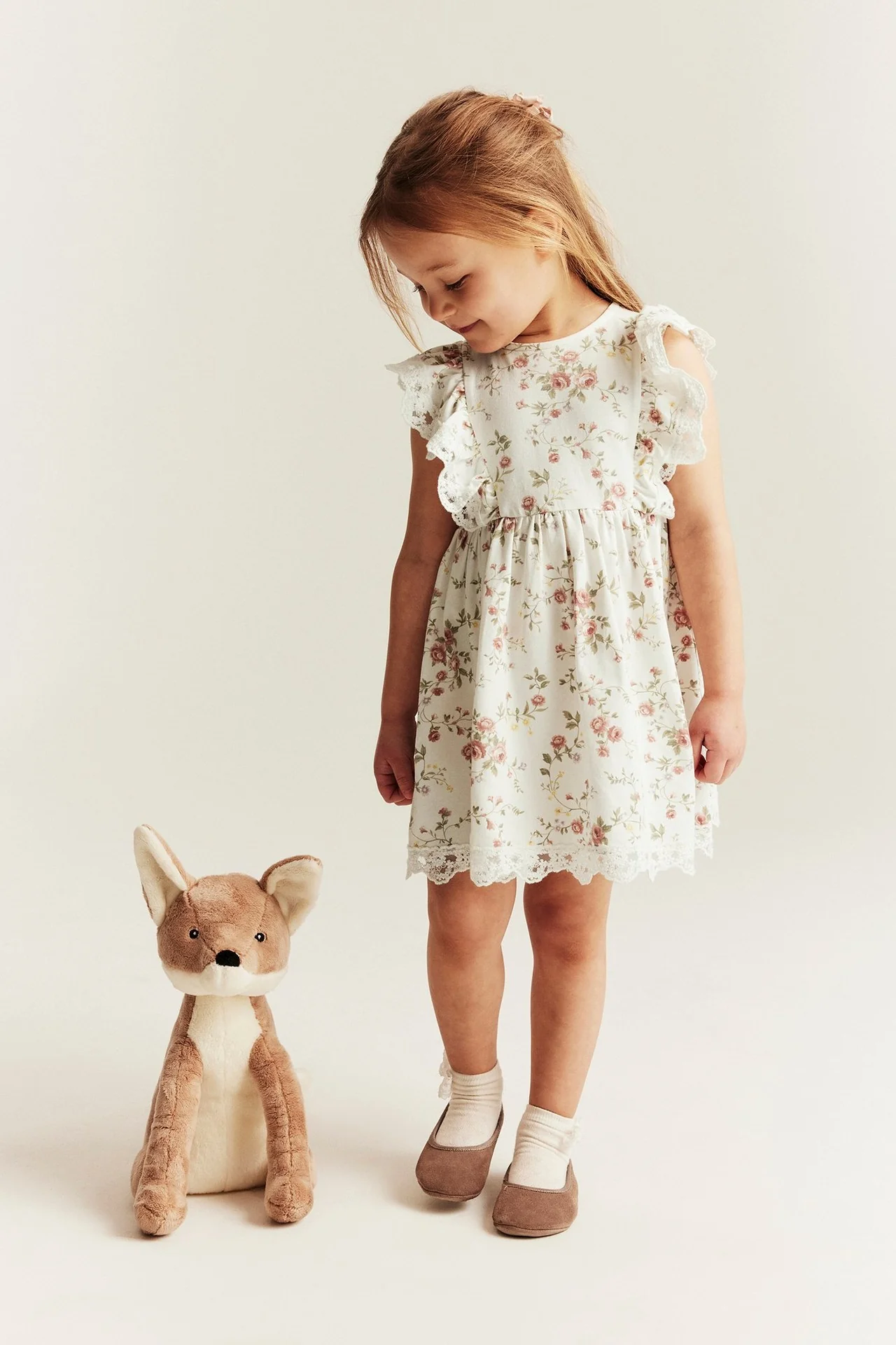 Kids white floral sleeveless dress - Image 3