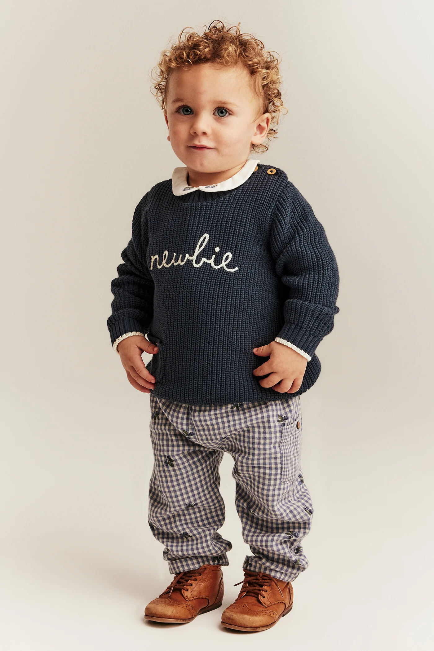 Baby blue knitted jumper with Newbie logo - Image 3