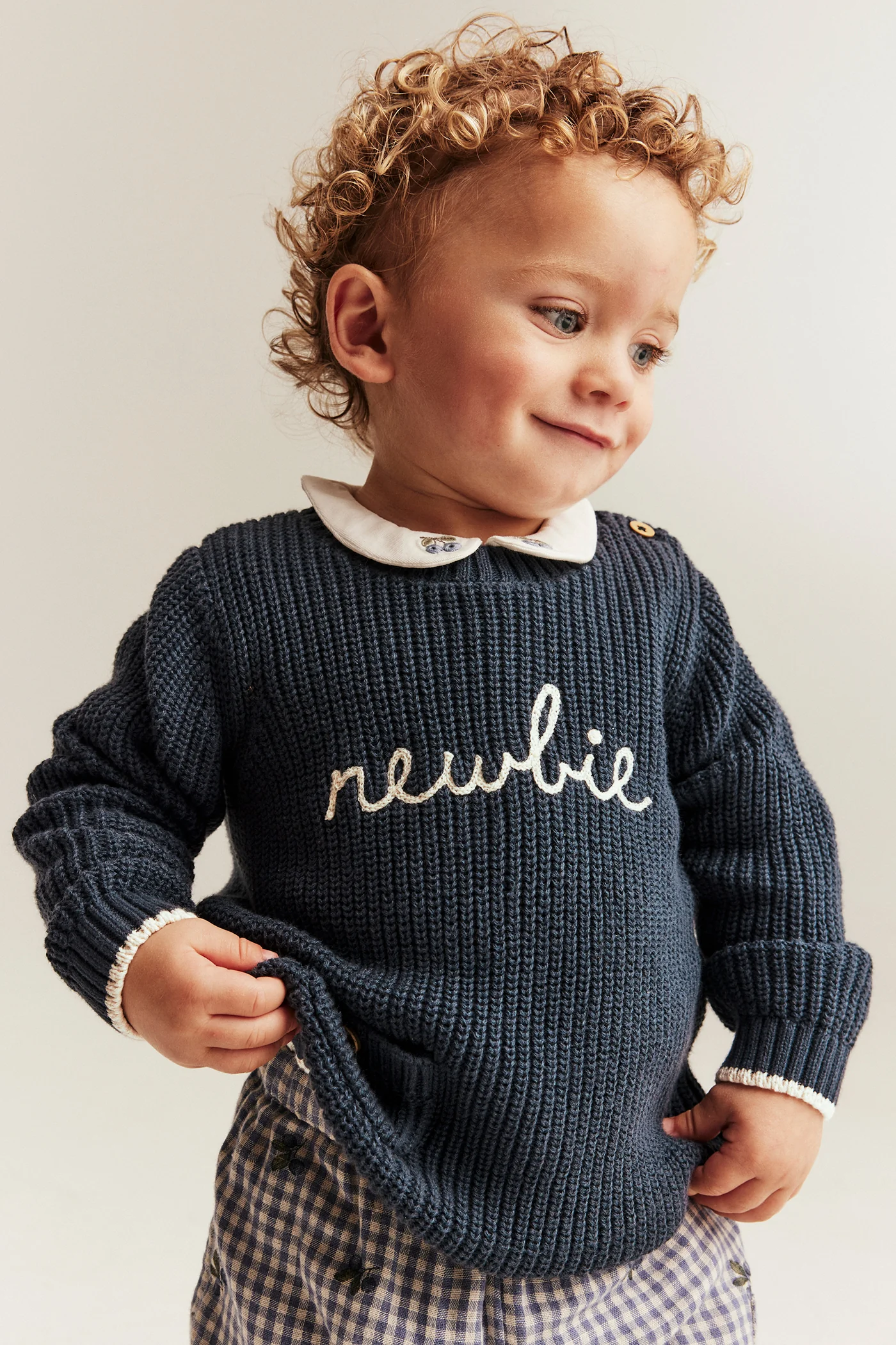 Baby blue knitted jumper with Newbie logo - Image 4