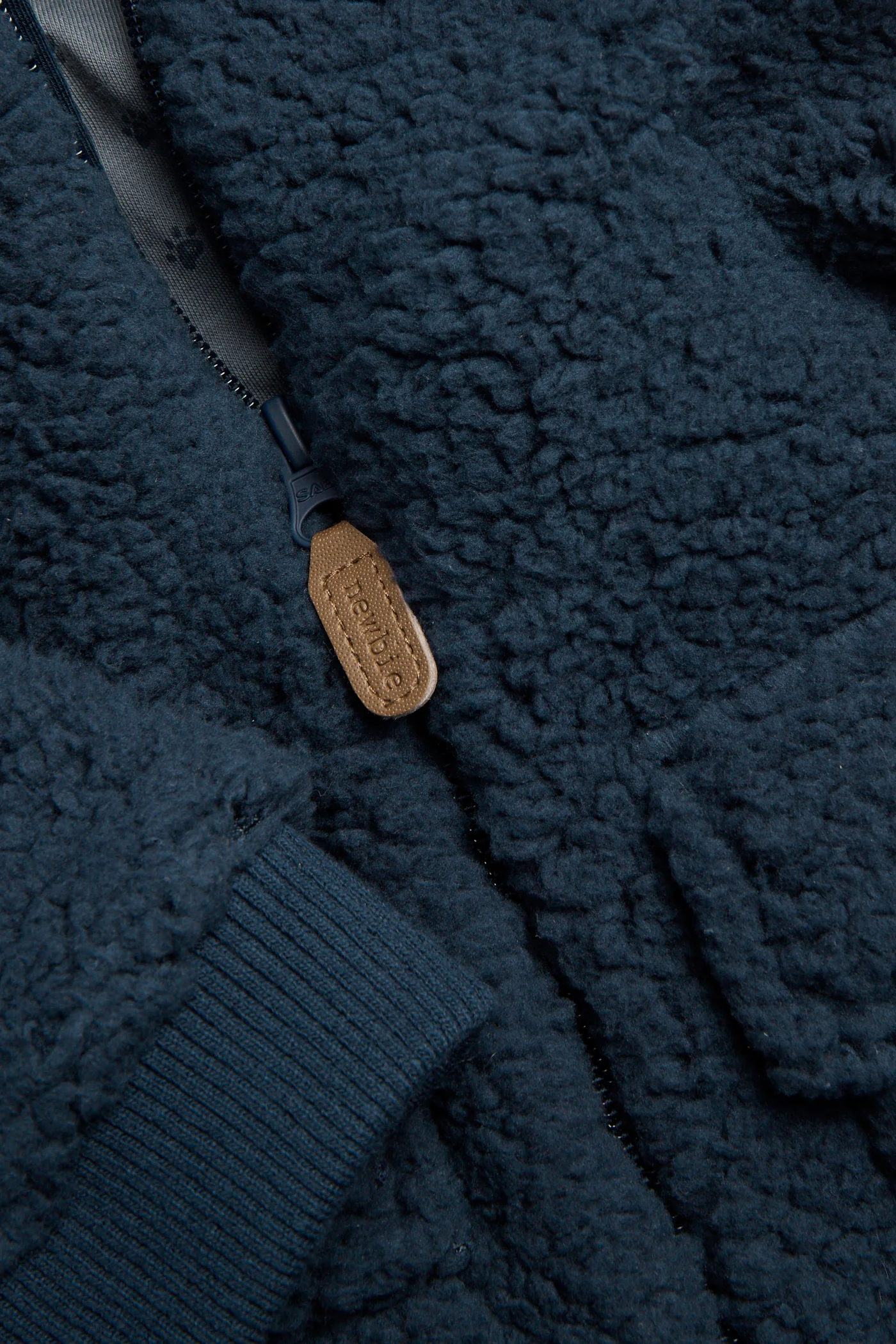 Kids blue pile jacket with bear embroidery - Image 5