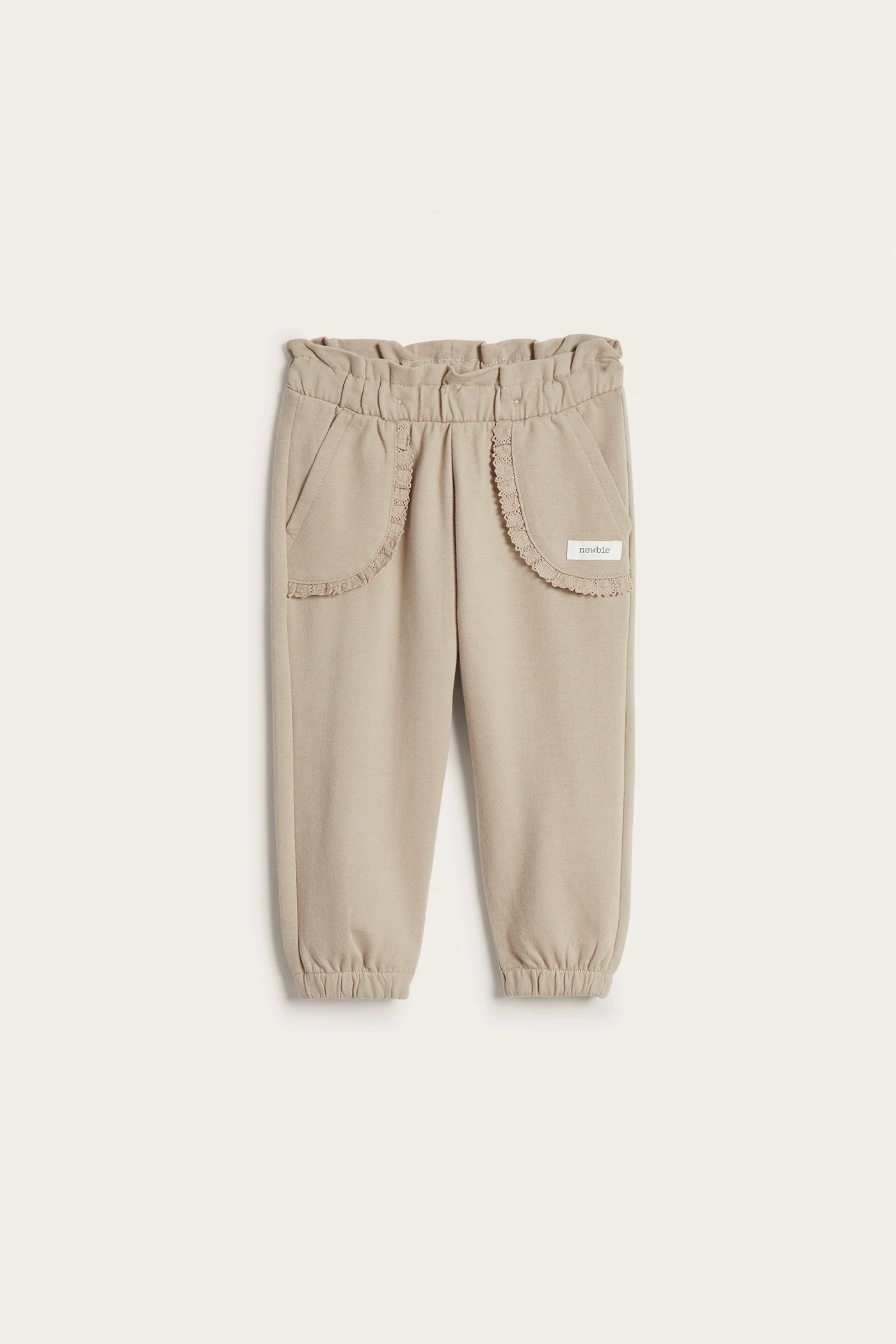 Baby beige joggers with lace details