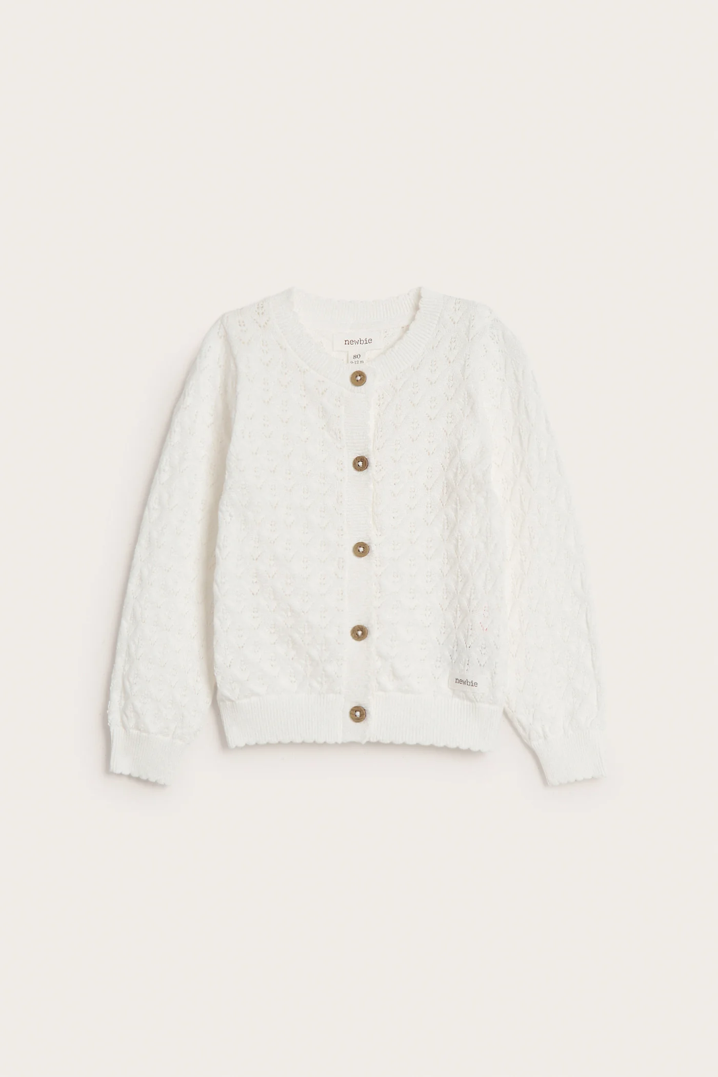 Baby white pattern‑knitted cardigan - Image 2