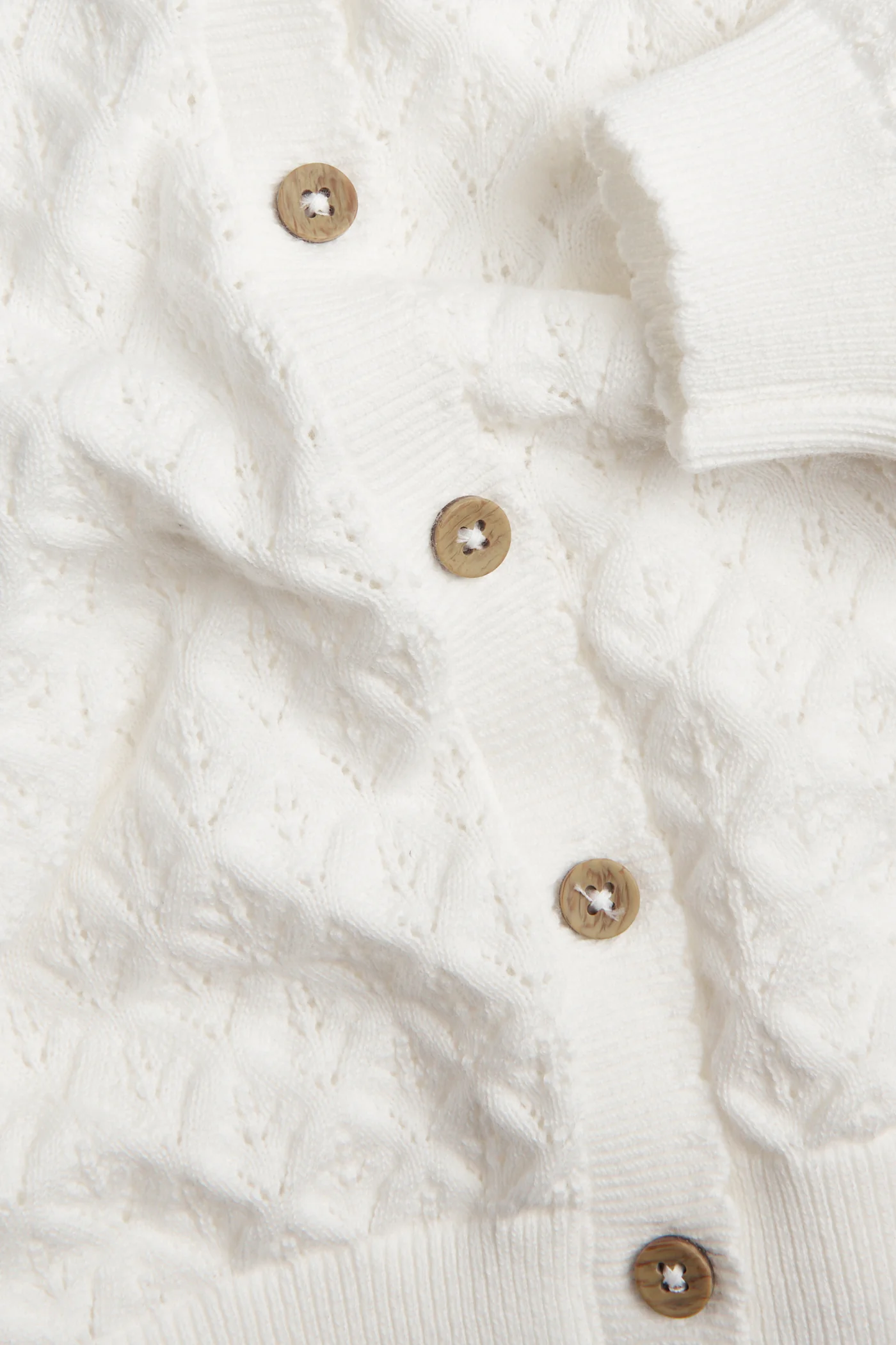 Baby white pattern‑knitted cardigan - Image 3