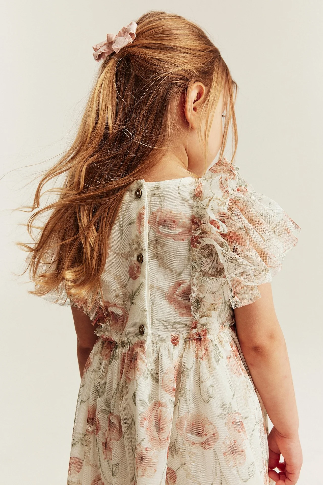 Kids white floral mesh dress - Image 6