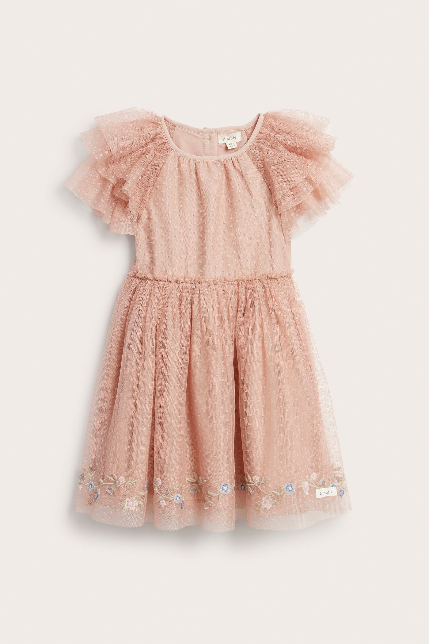 Kids pink mesh dress with ruffles - Image 2