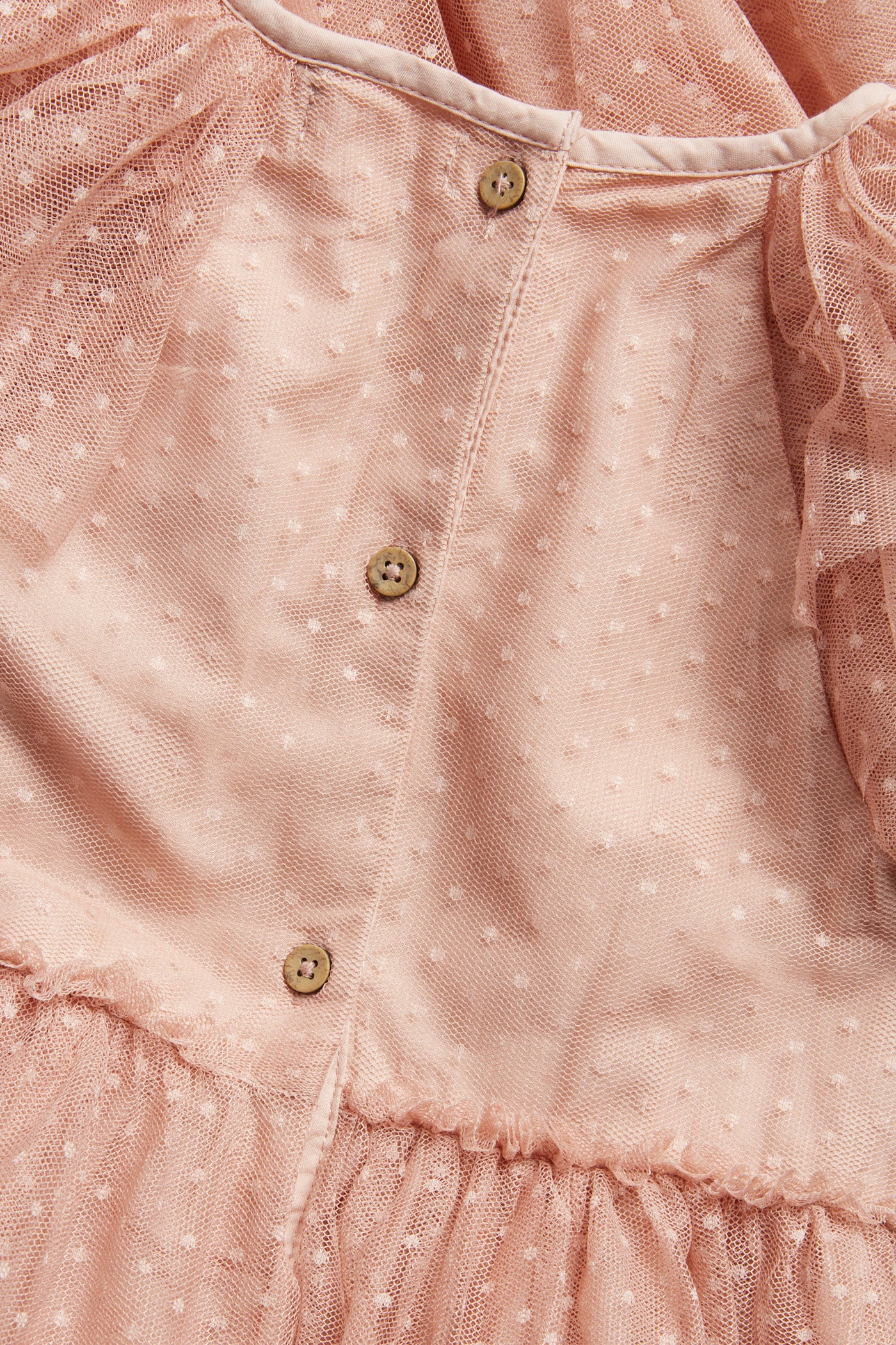 Kids pink mesh dress with ruffles - Image 6