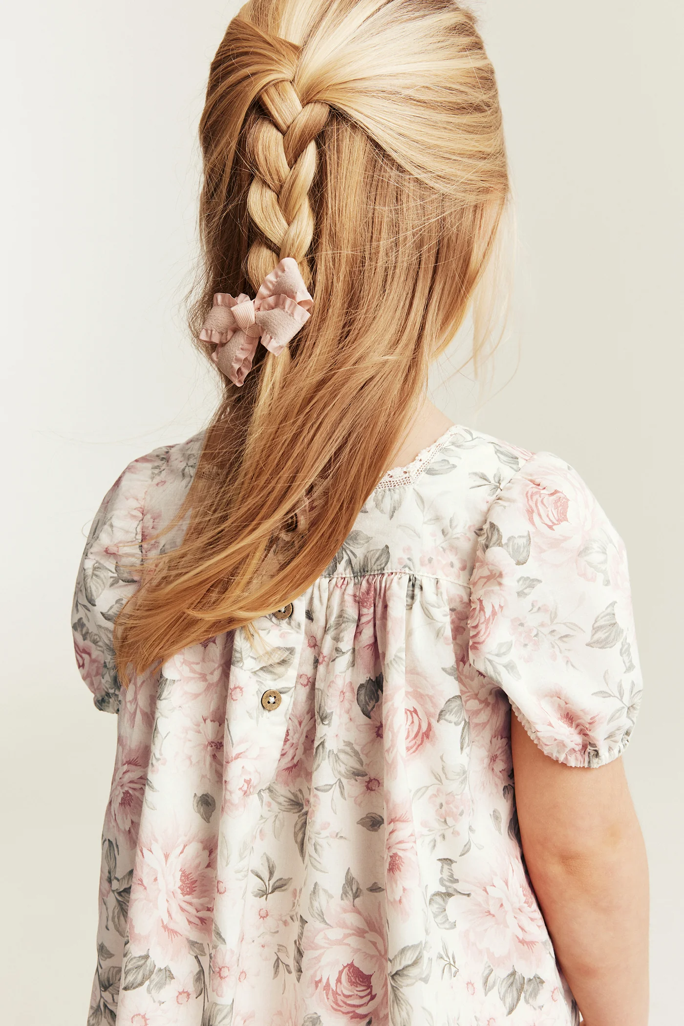 Kids white floral puff sleeve dress - Image 3