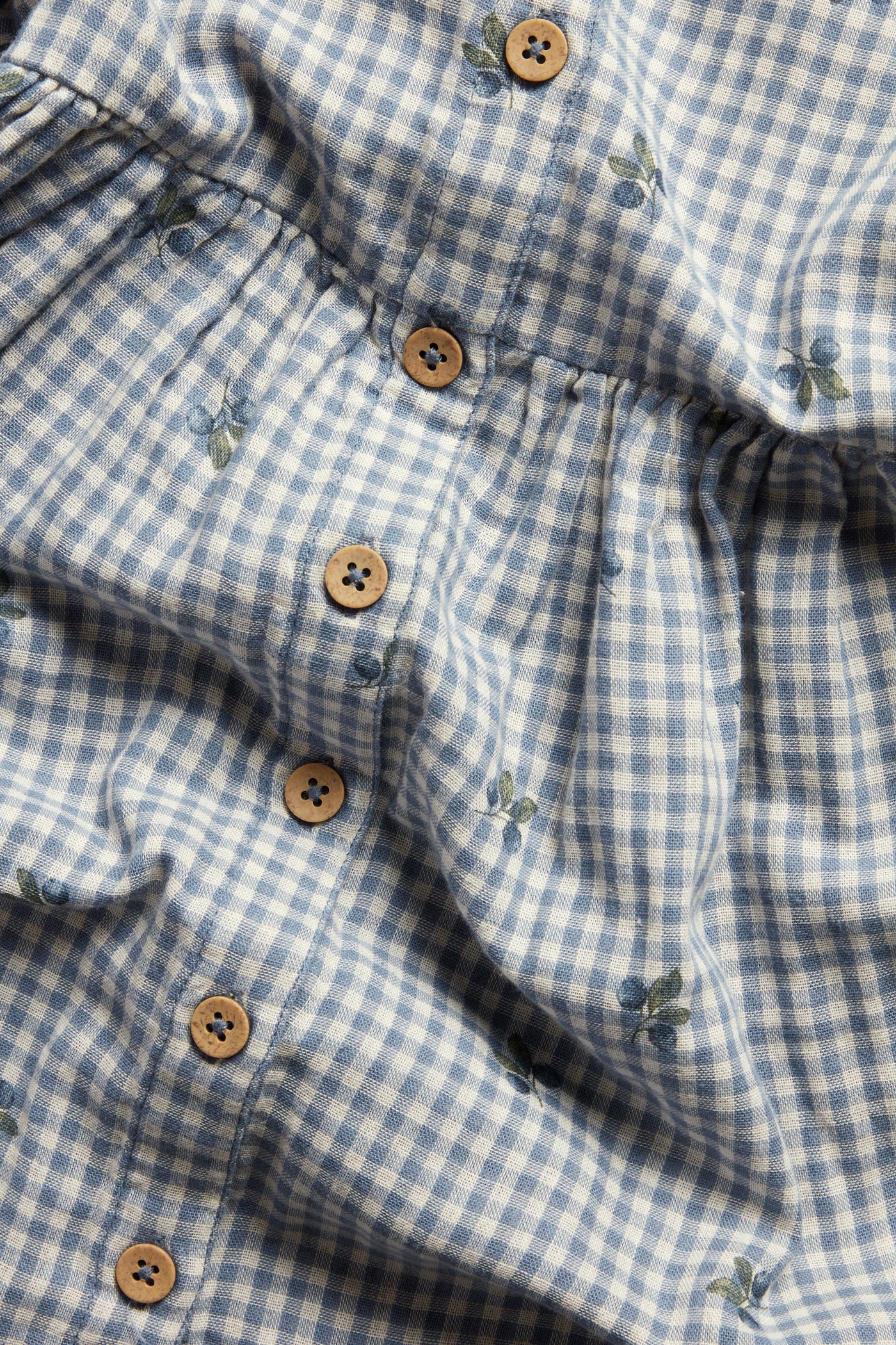 Kids’ blue checked dress with blueberries - Image 3