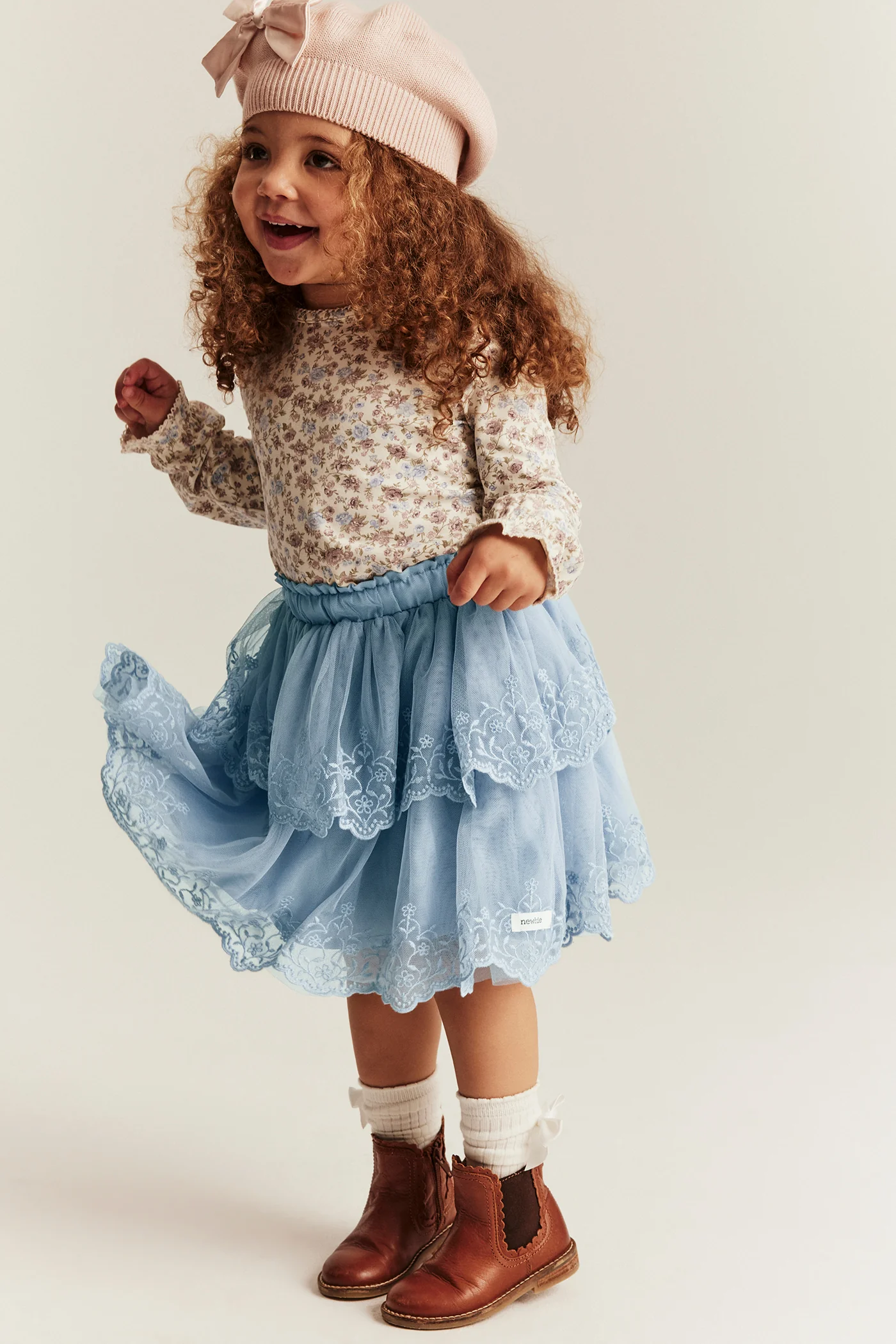 Baby & kids blue embroidered mesh skirt - Image 4