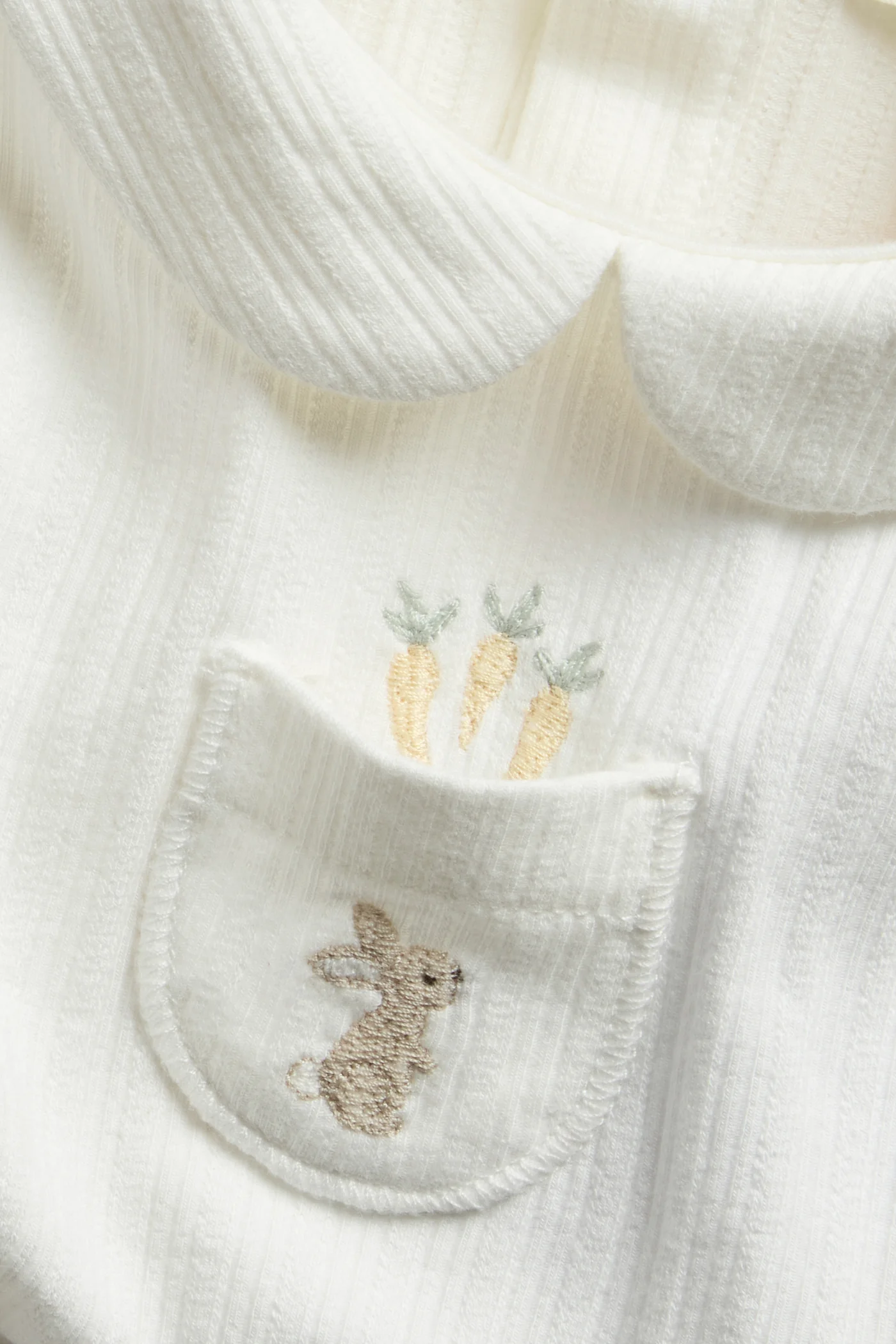 Baby white long-sleeved bodysuit with a collar - Image 2