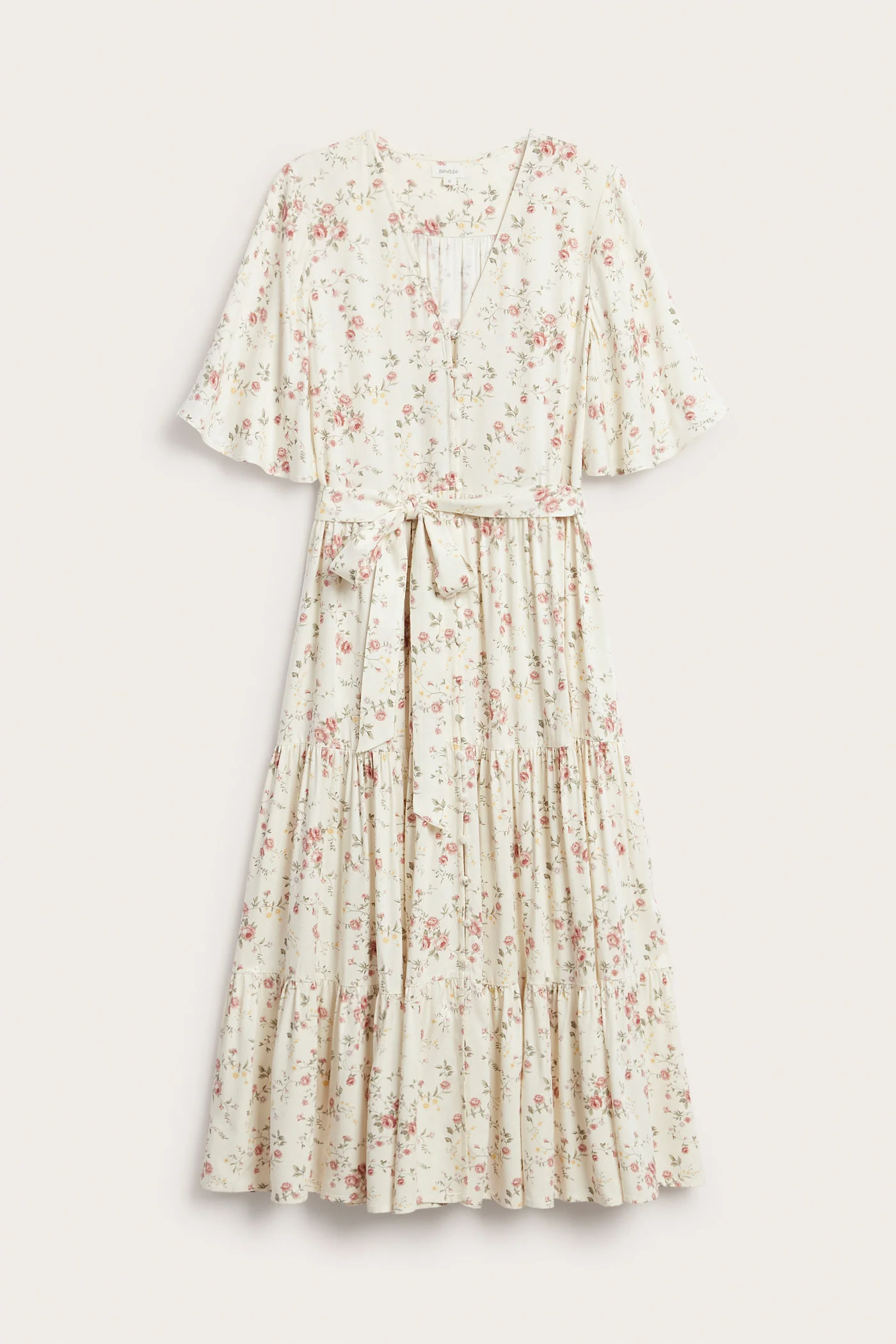 Women's white floral short‑sleeved dress - Image 2