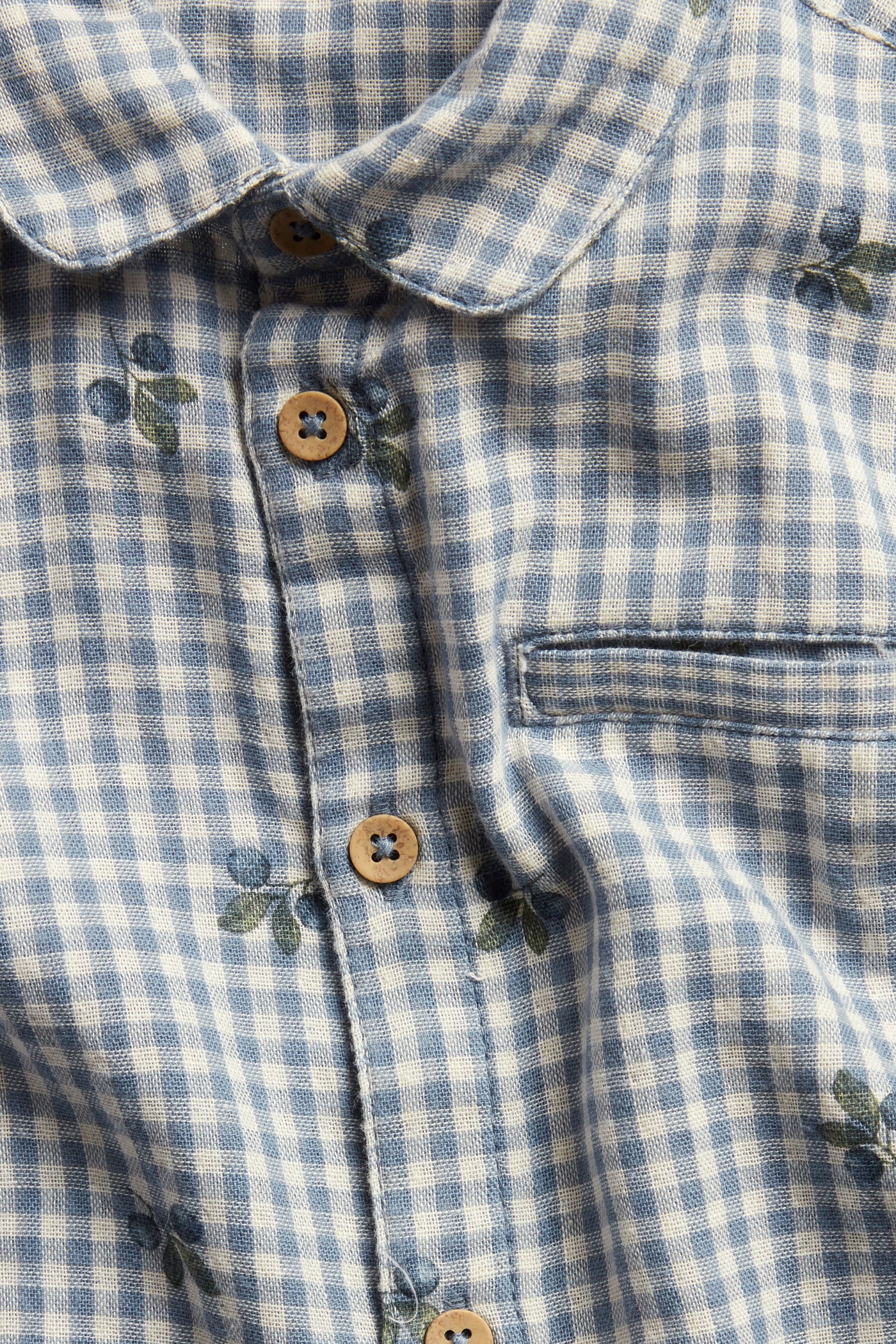 Kids’ blue checked shirt with blueberries - Image 2