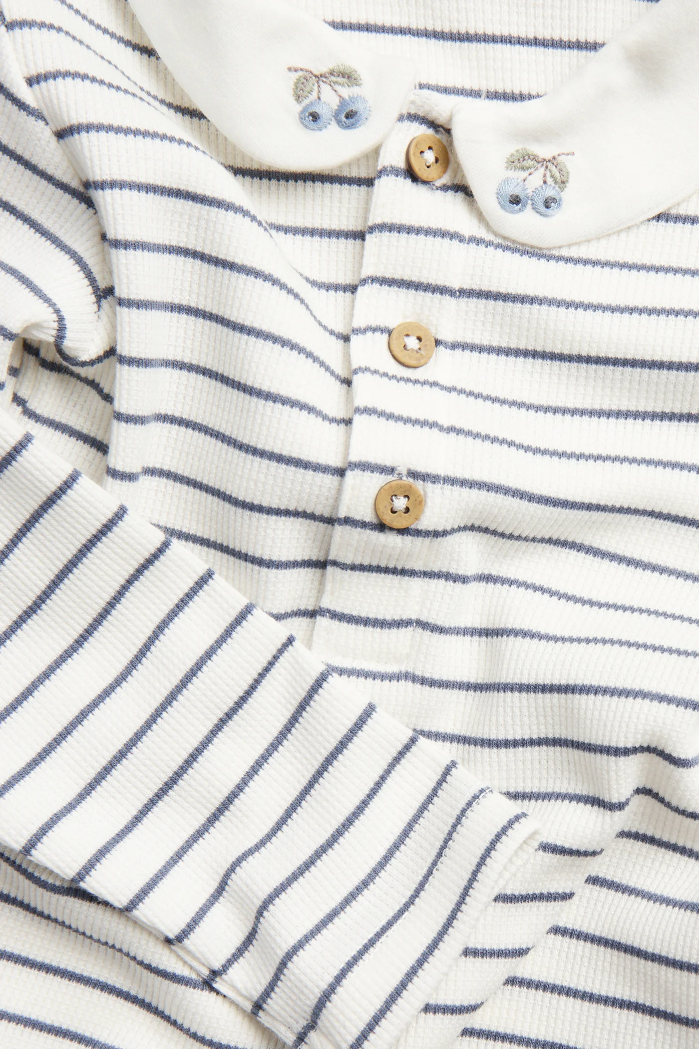 Baby white striped bodysuit with collar - Image 2