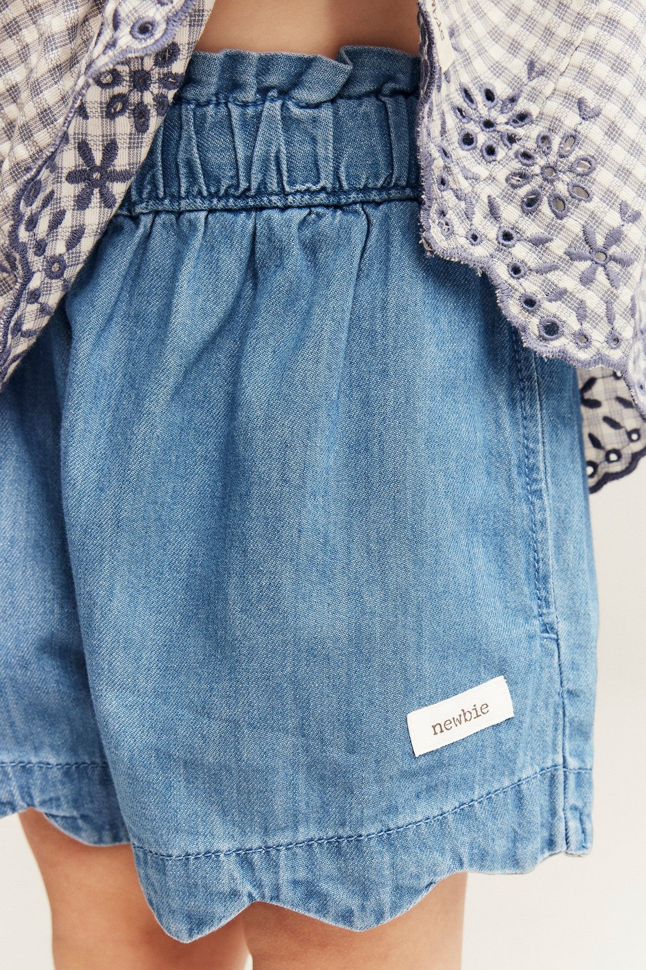 Kids blue woven denim shorts - Image 3