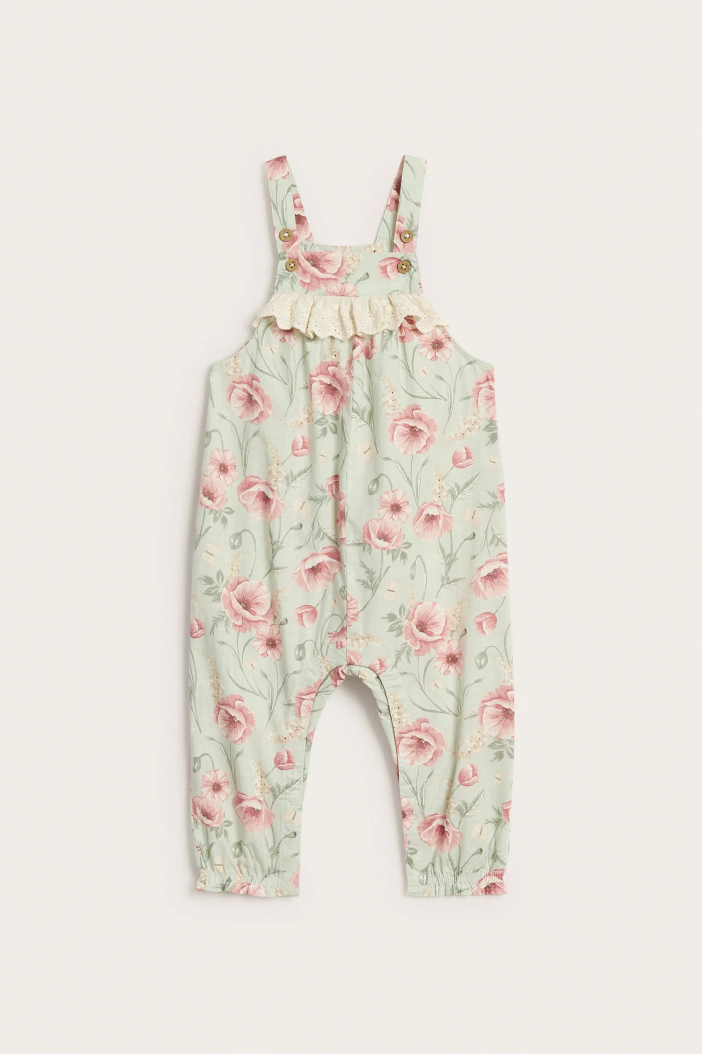 Baby green floral dungarees - Image 2