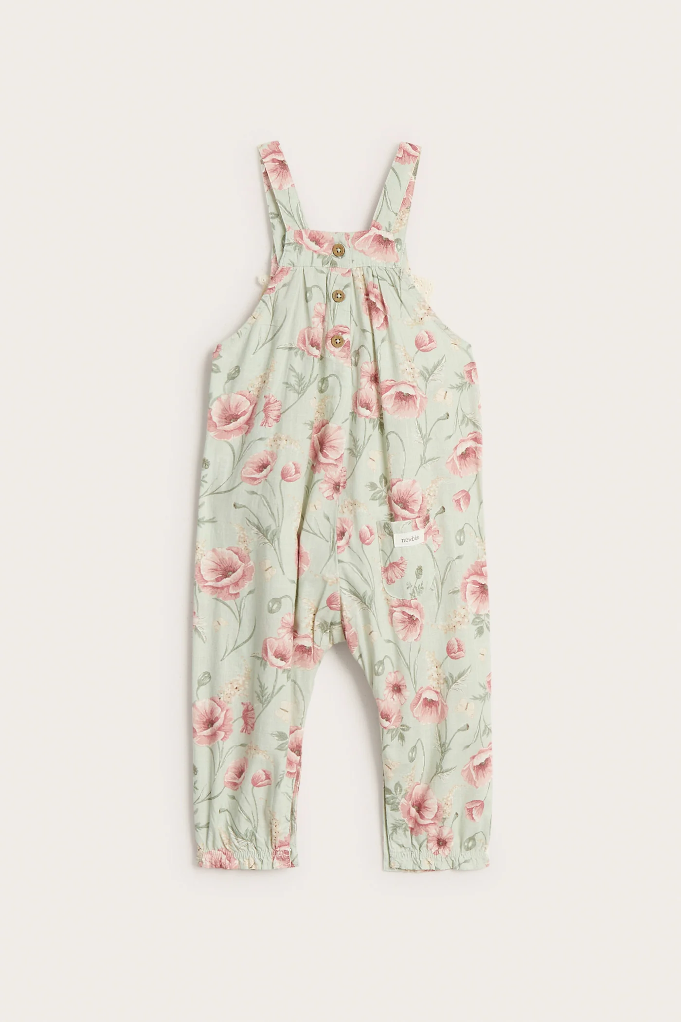 Baby green floral dungarees - Image 4