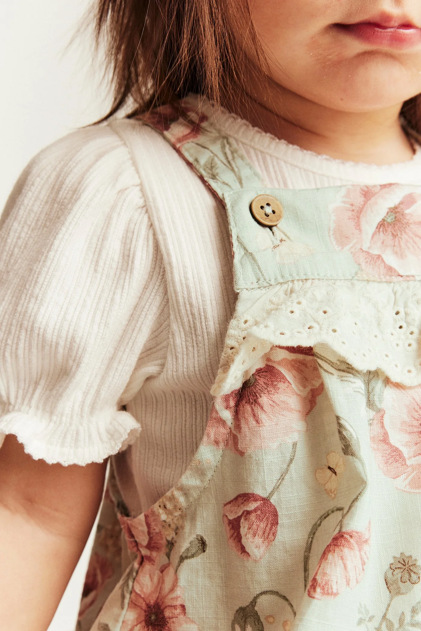 Baby green floral dungarees - Image 7