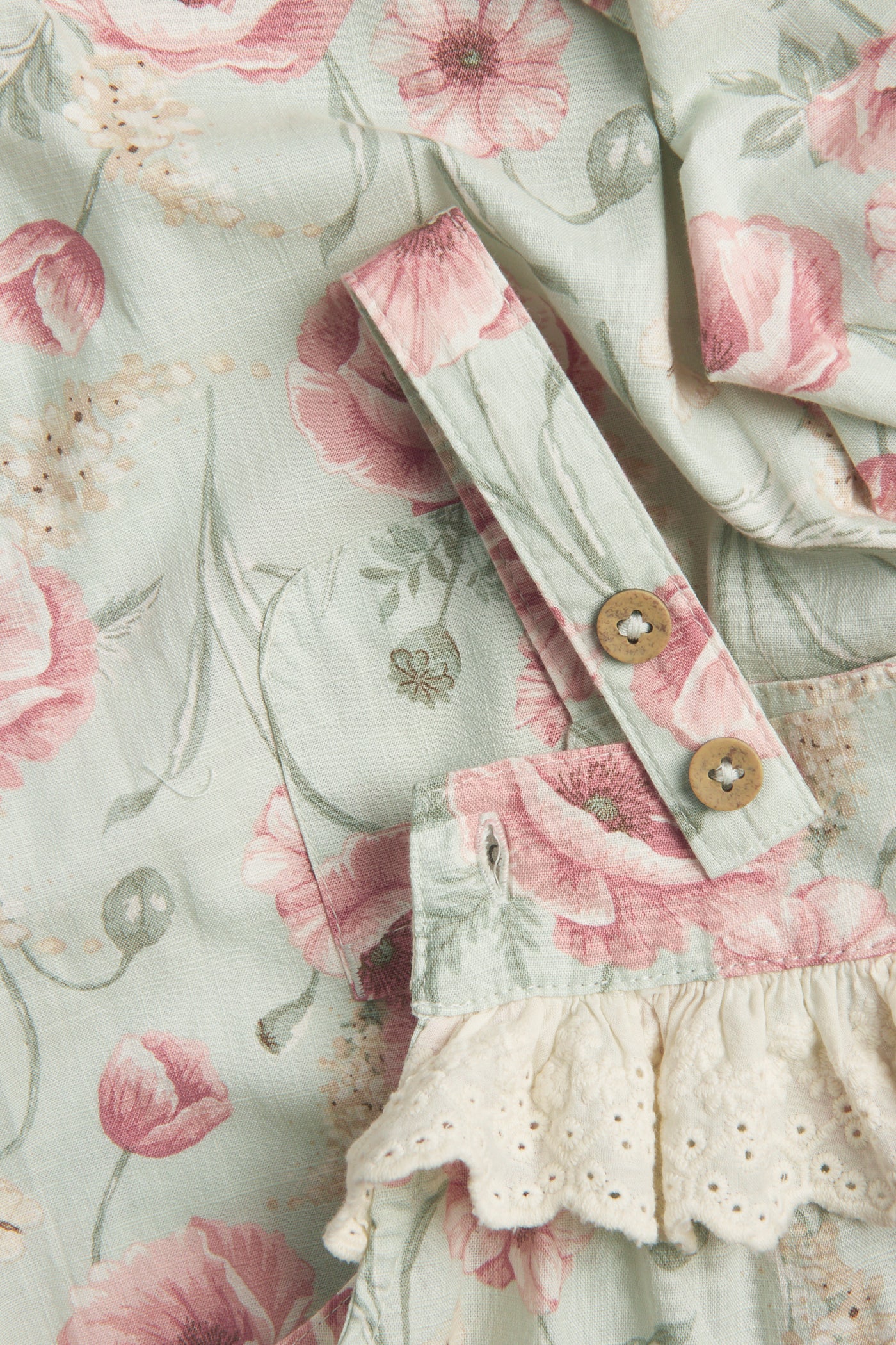 Baby green floral dungarees - Image 8