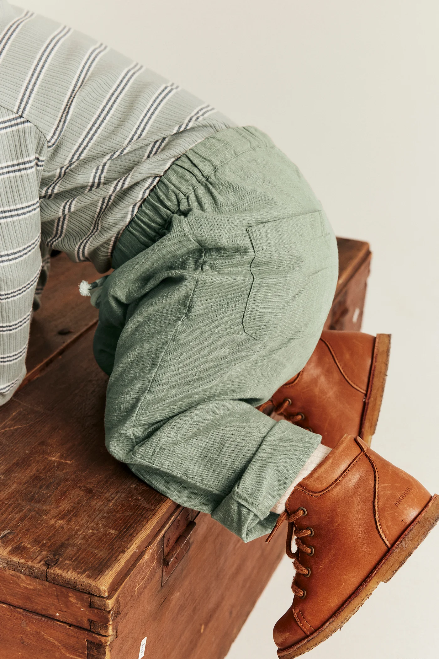 Baby green textured woven trousers - Image 4