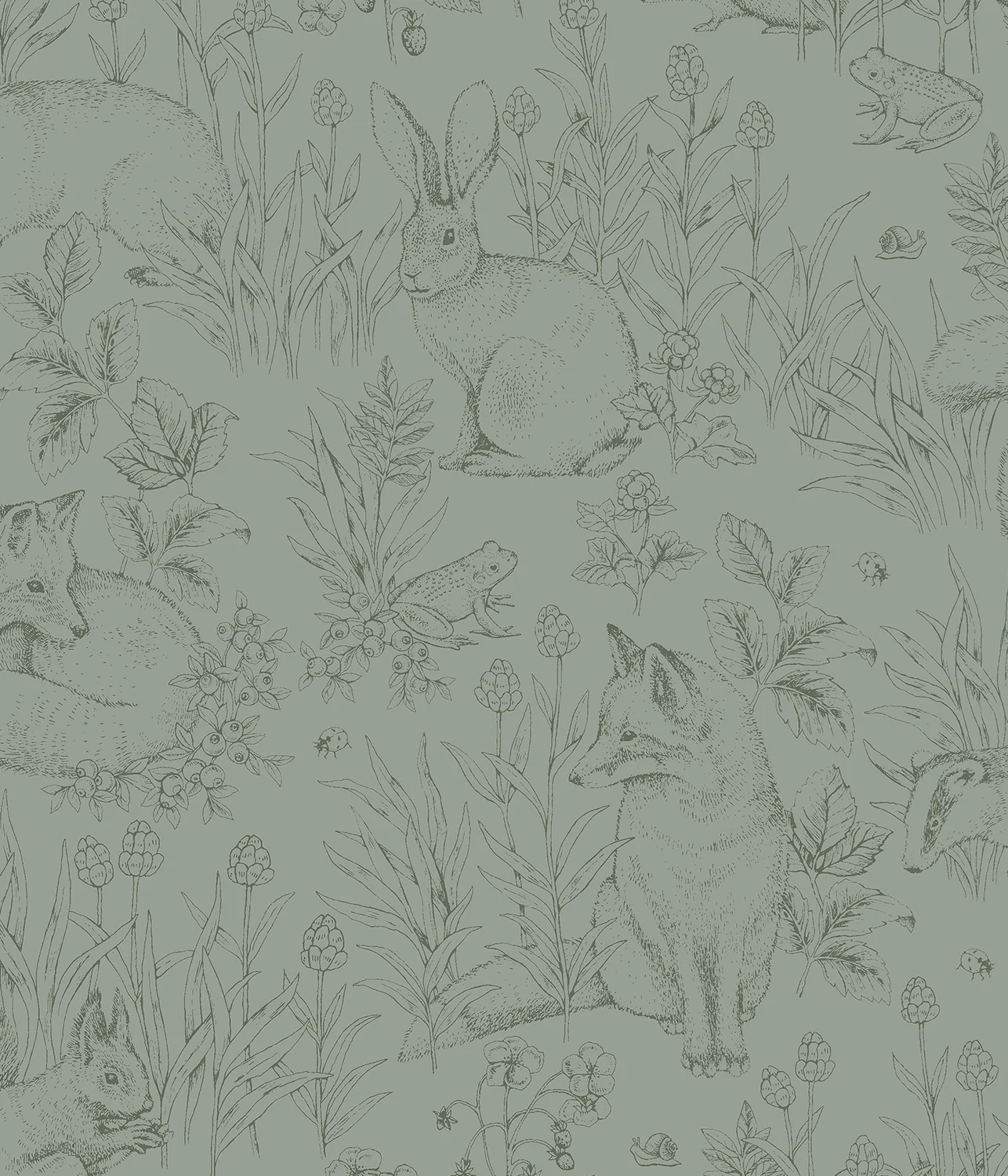 Forest Friends green wallpaper - Image 3