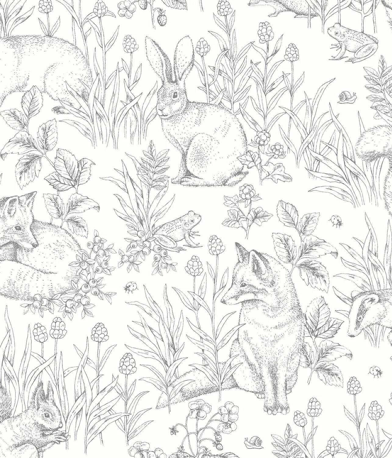 Forest Friends white wallpaper - Image 2