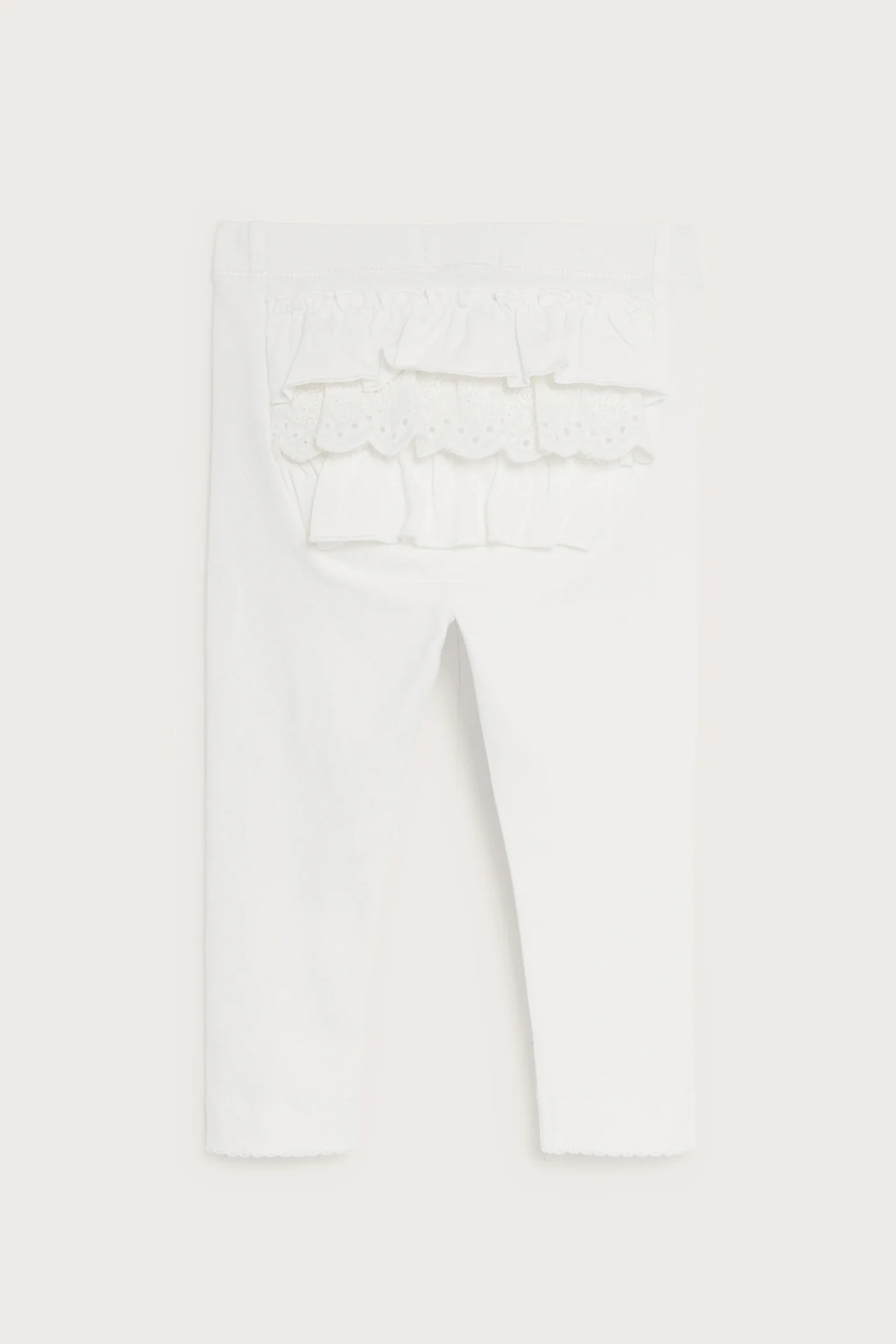 Baby white leggings with ruffles - Image 2