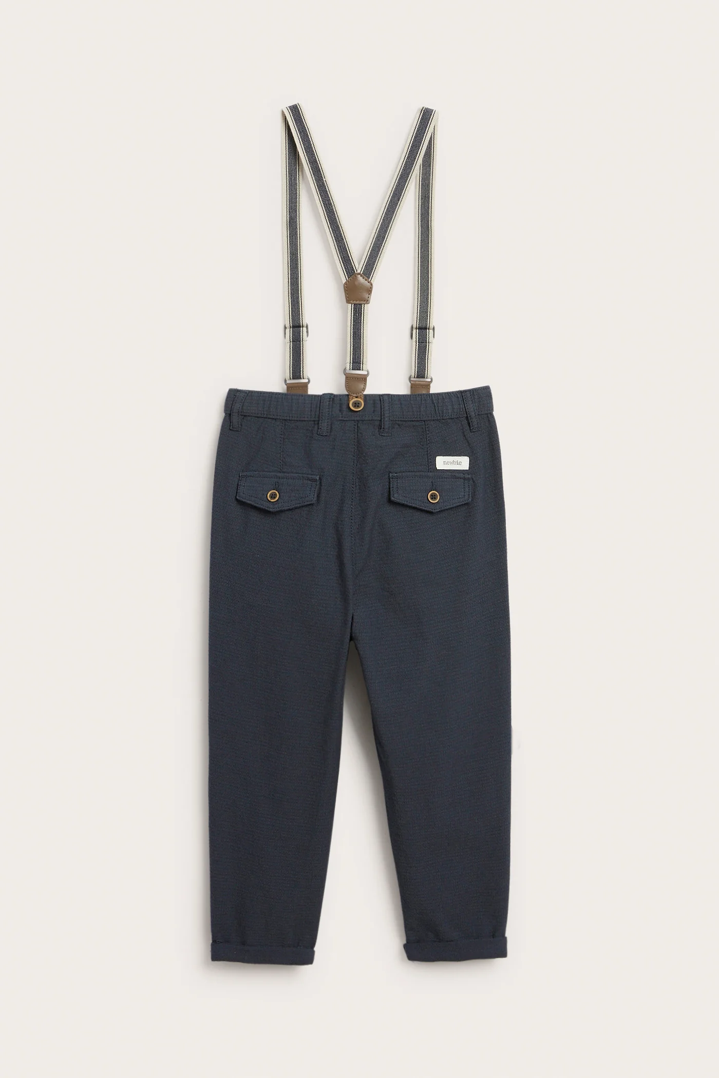 Kids blue woven trousers with suspenders - Image 5