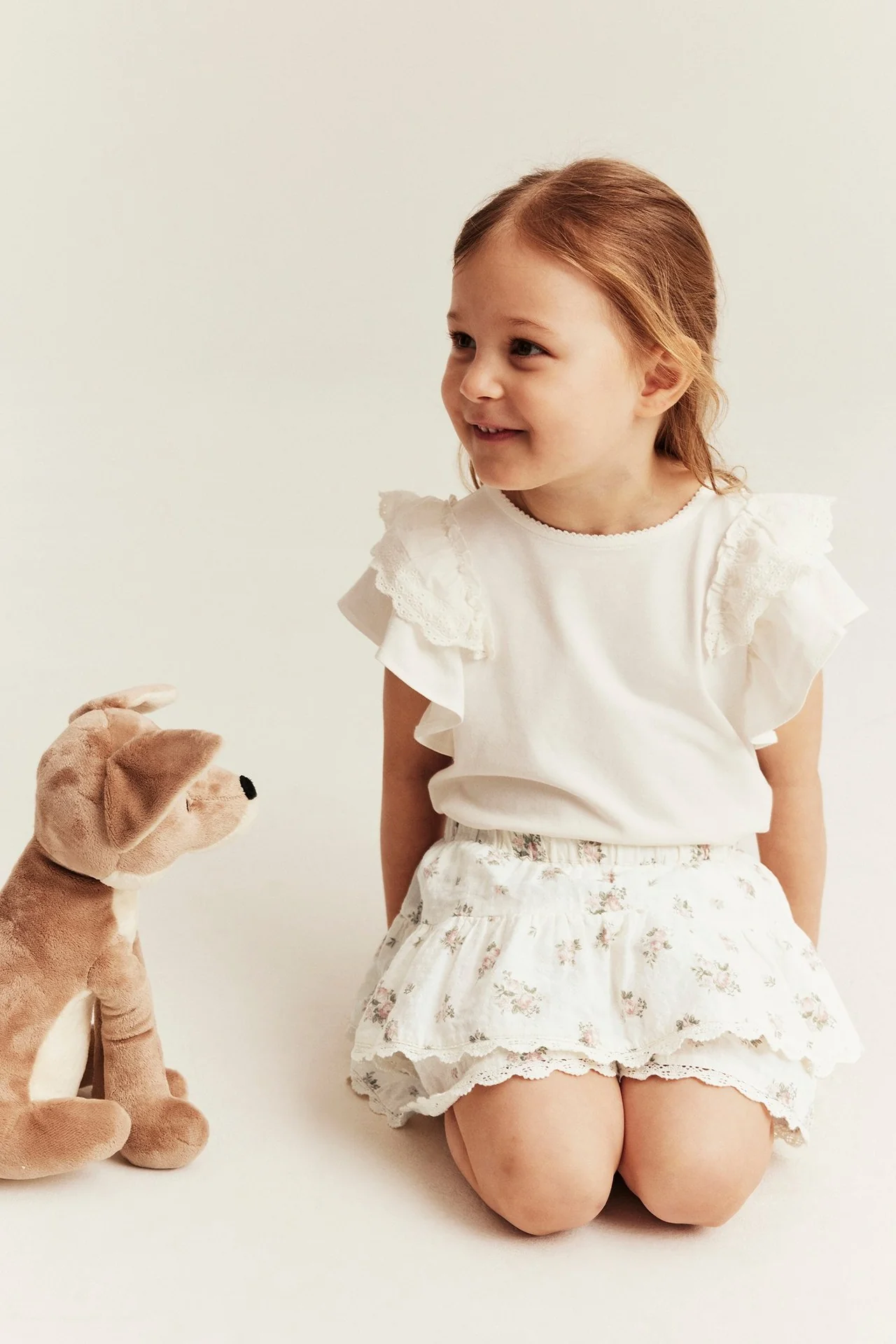 Kids floral culottes with frills - Image 3