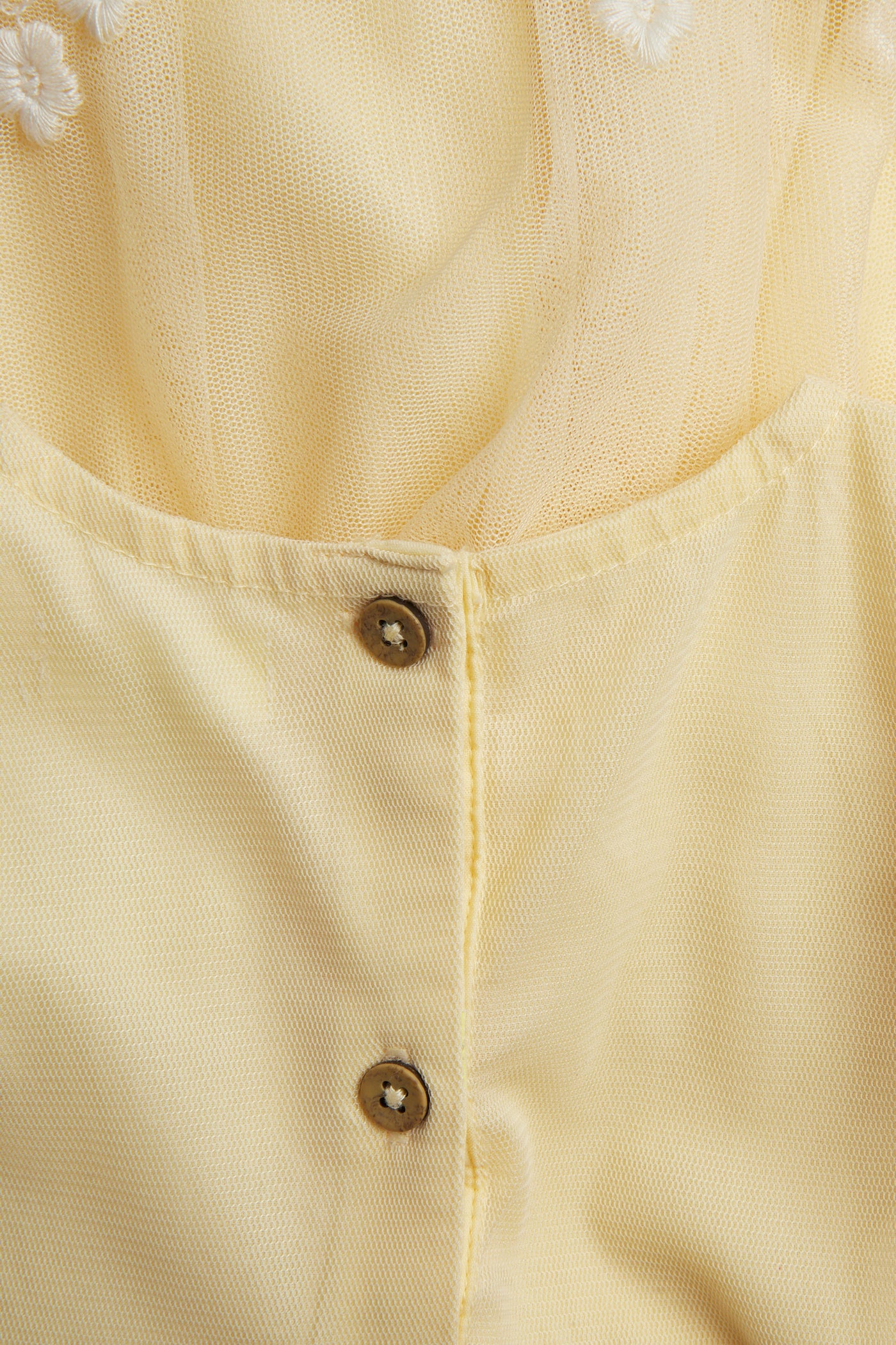 Baby yellow mesh dress with embroidery - Image 2