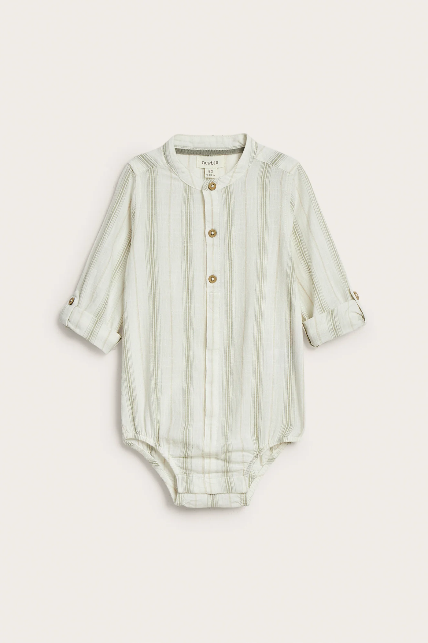 Baby green striped shirt‑style bodysuit - Image 2