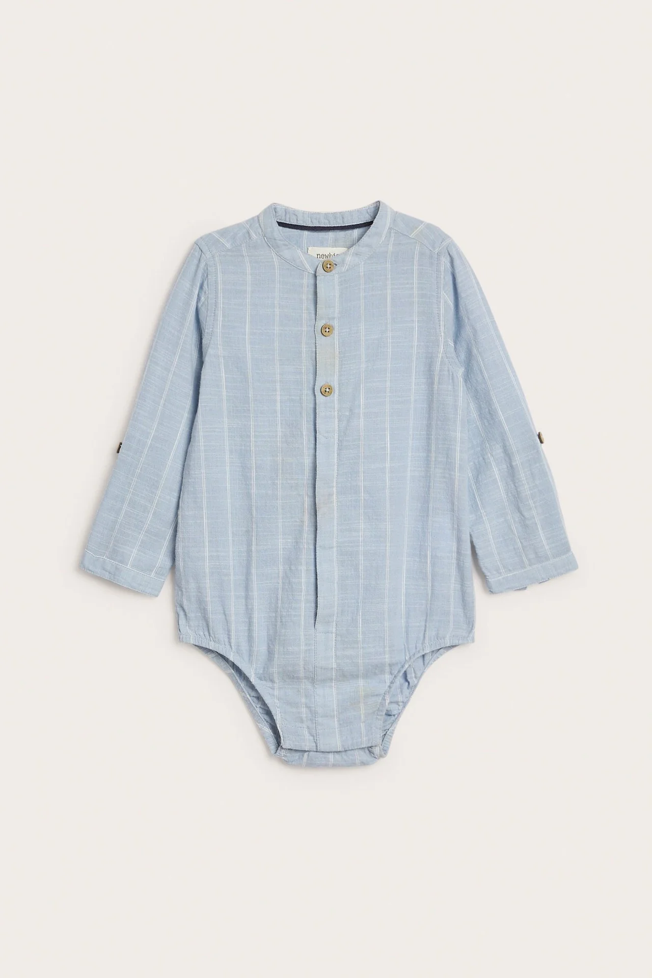 Baby blue striped shirt‑style bodysuit - Image 2