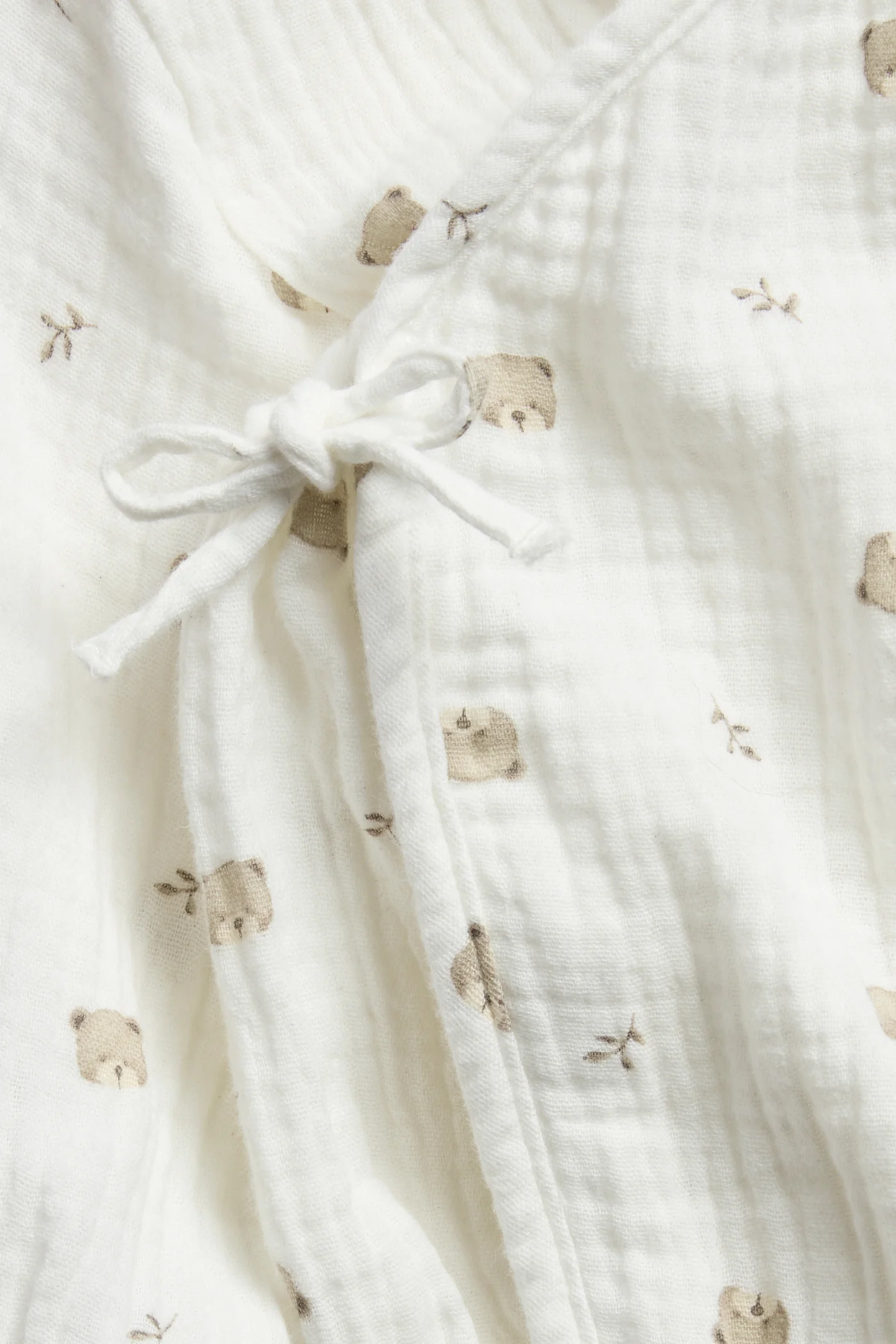 Baby white wrap-over bodysuit with bear print - Image 2