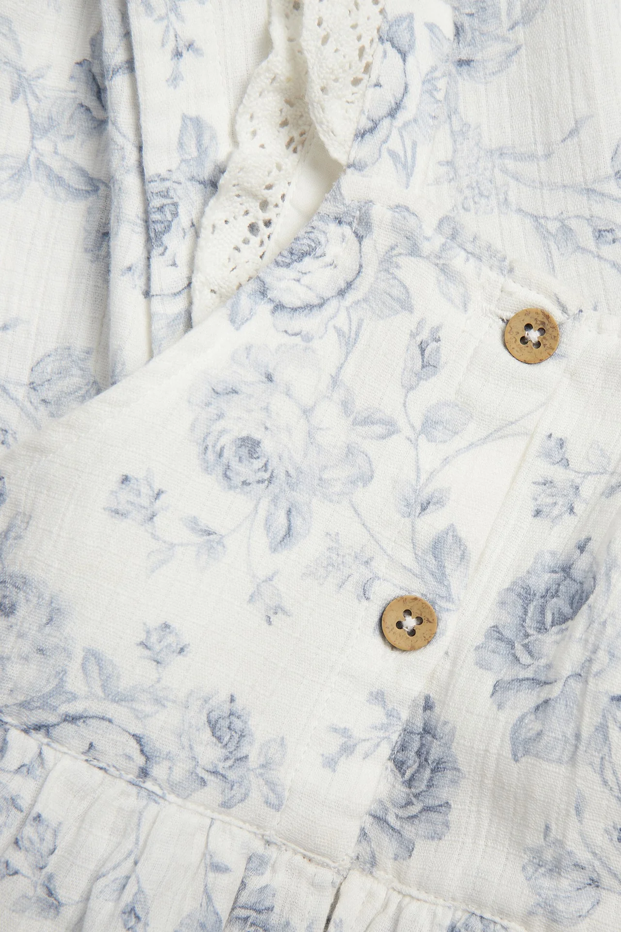 Baby floral dungarees with frill - Image 2
