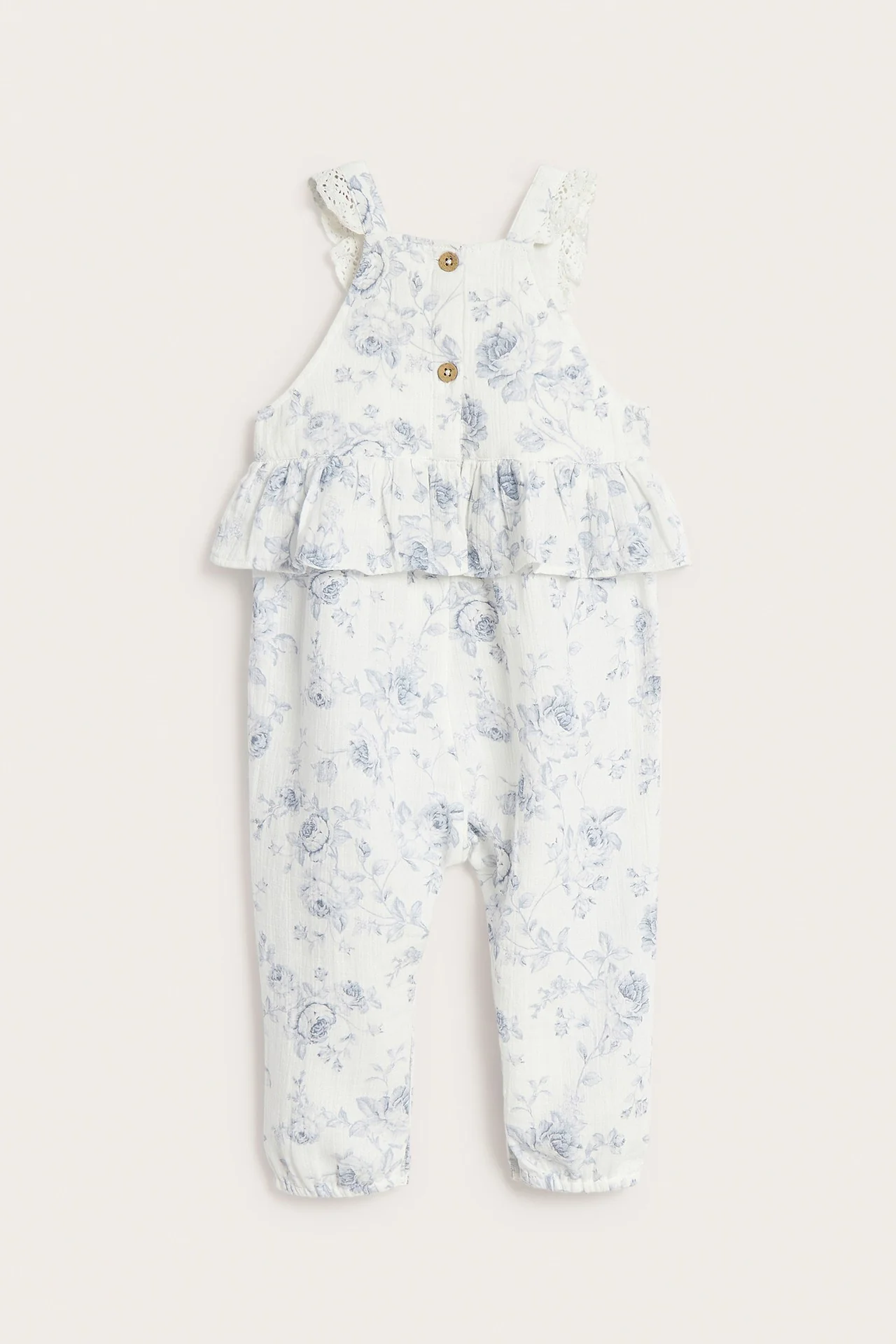 Baby floral dungarees with frill - Image 3