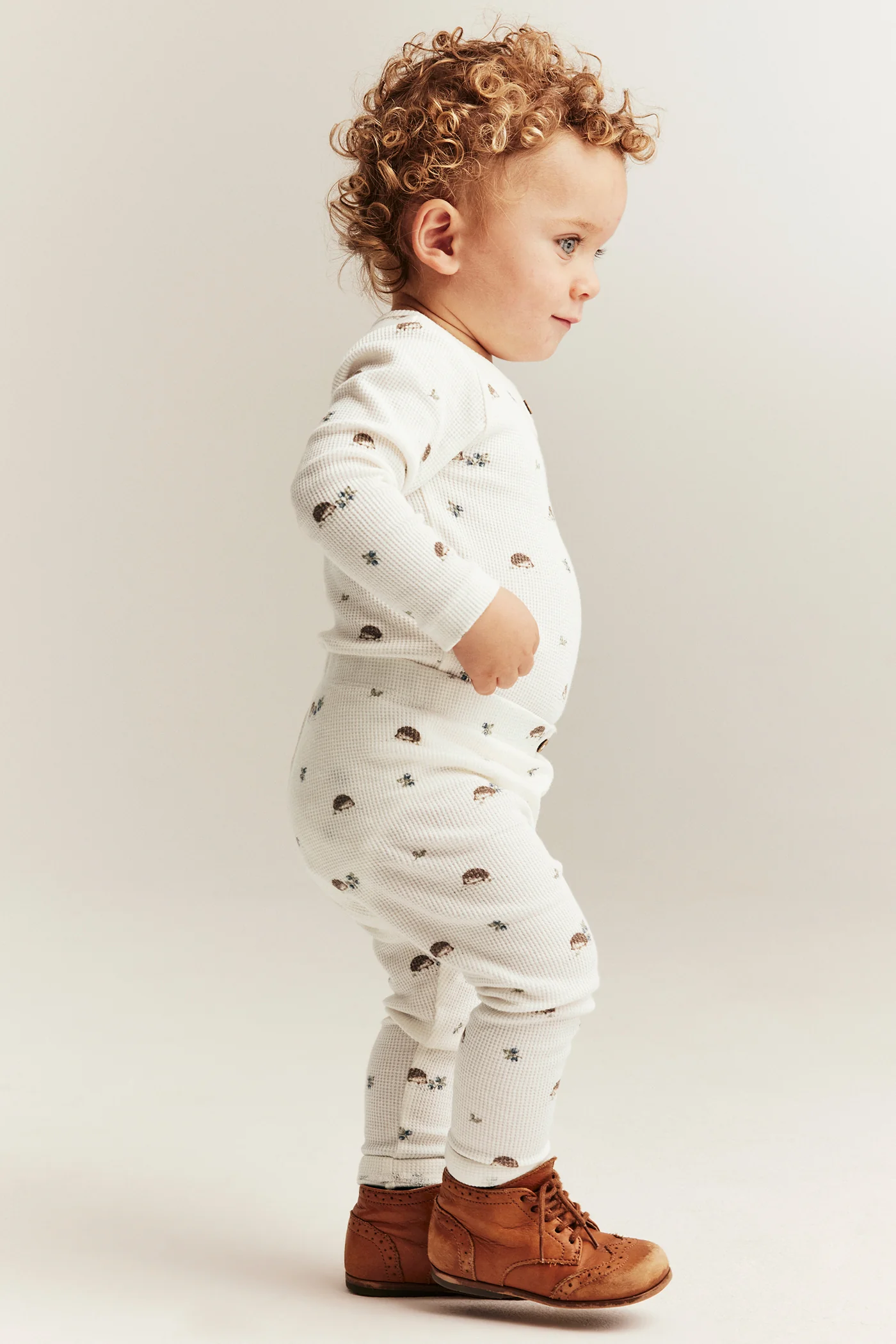 Baby white hedgehog-patterned leggings - Image 3
