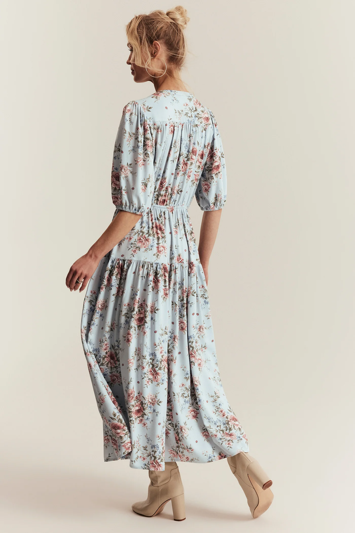 Women's blue floral viscose dress - Image 4