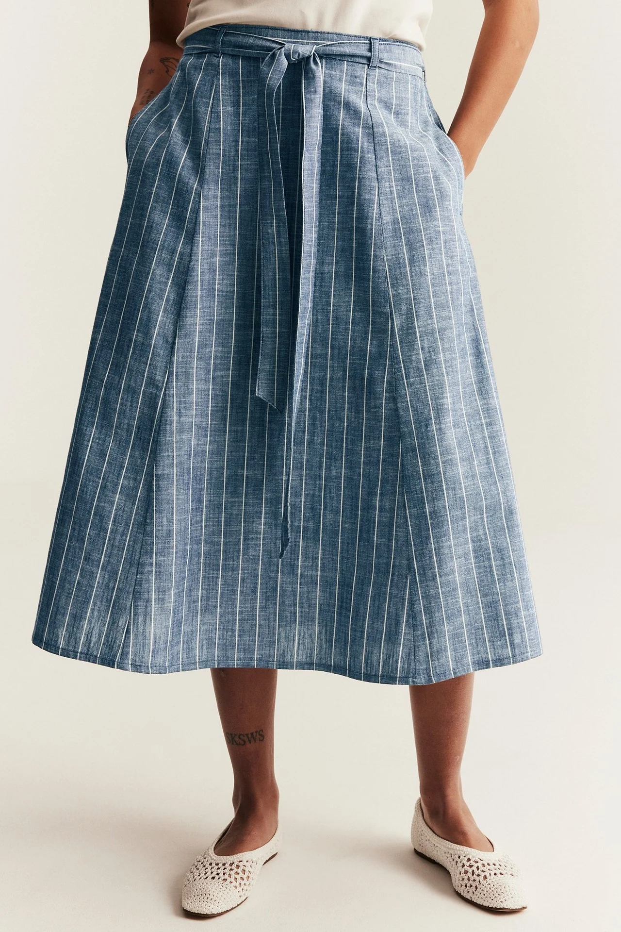 Women's blue striped skirt - Image 5