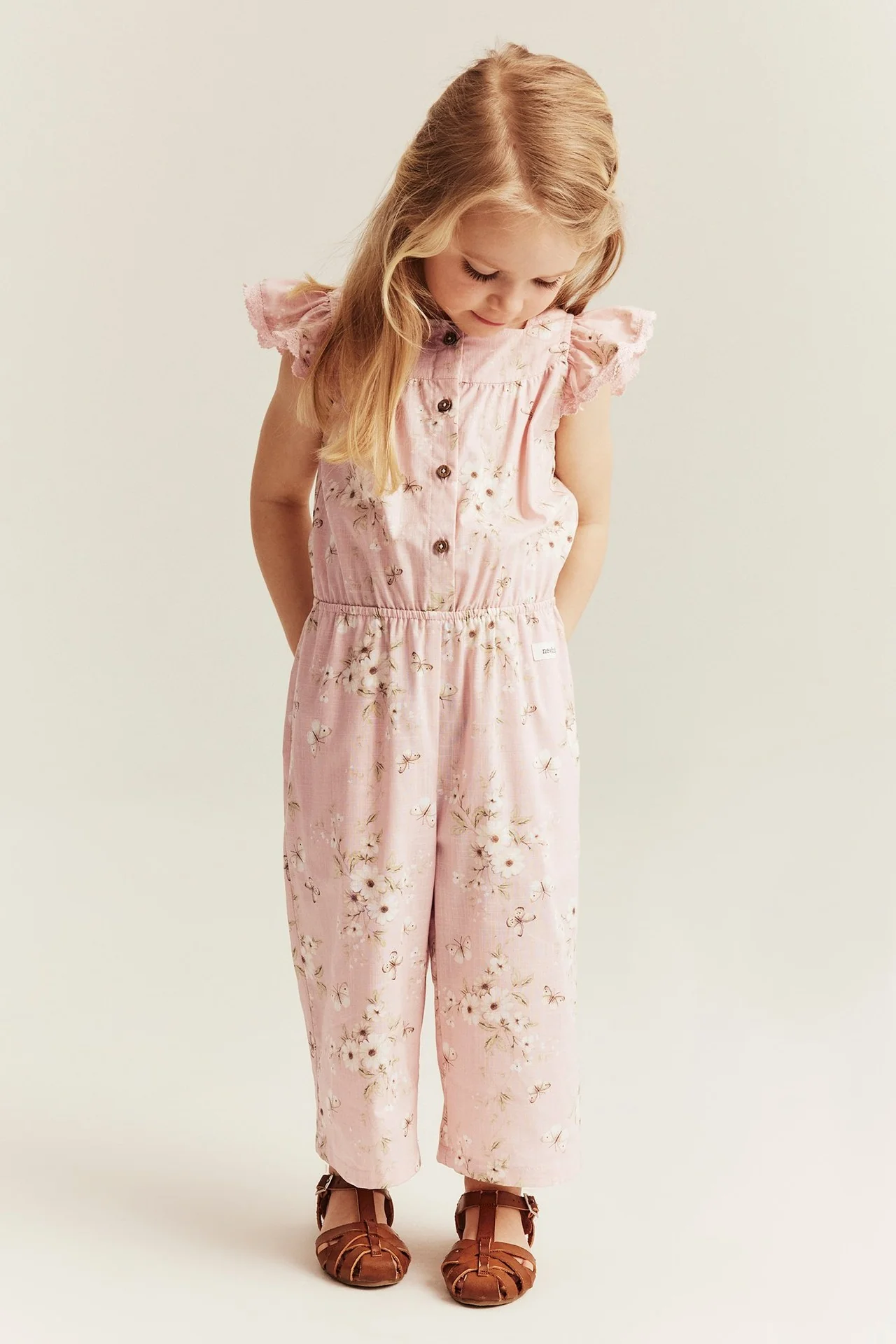 Kids floral jumpsuit with frill - Image 3
