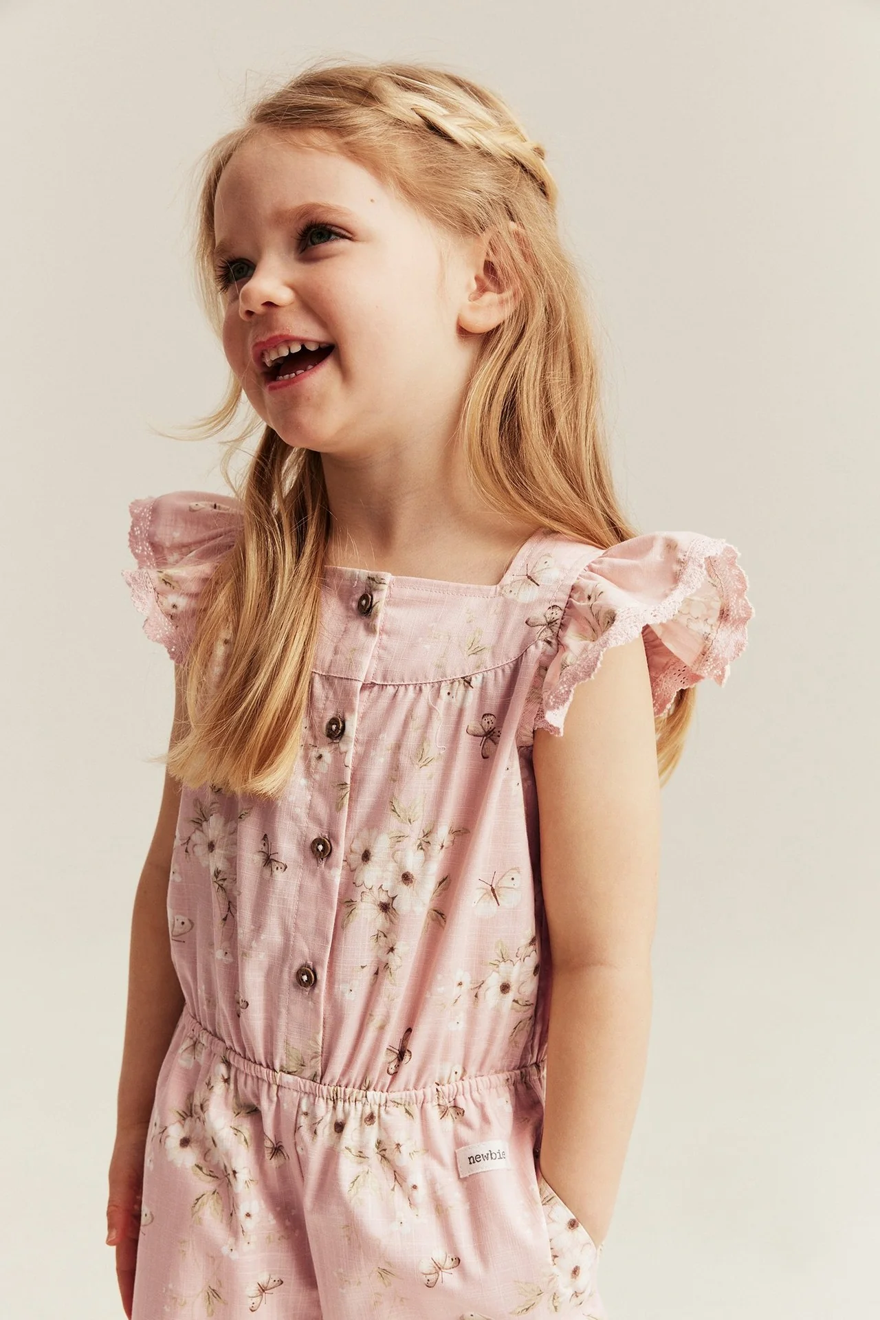 Kids floral jumpsuit with frill - Image 4
