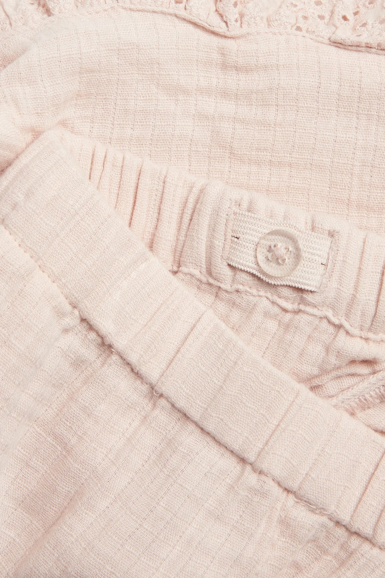 Kids pink woven shorts with frill - Image 4