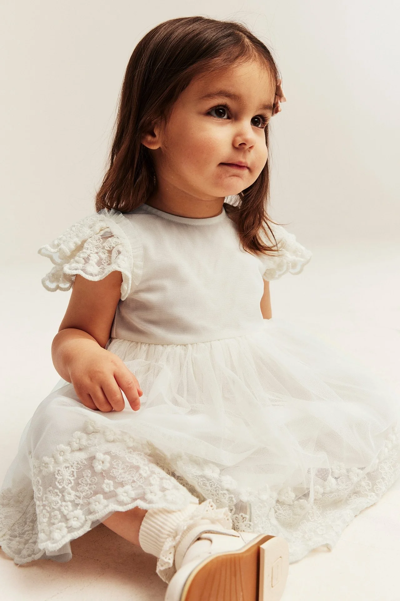 Baby & Kids white mesh dress with embroidery - Image 4